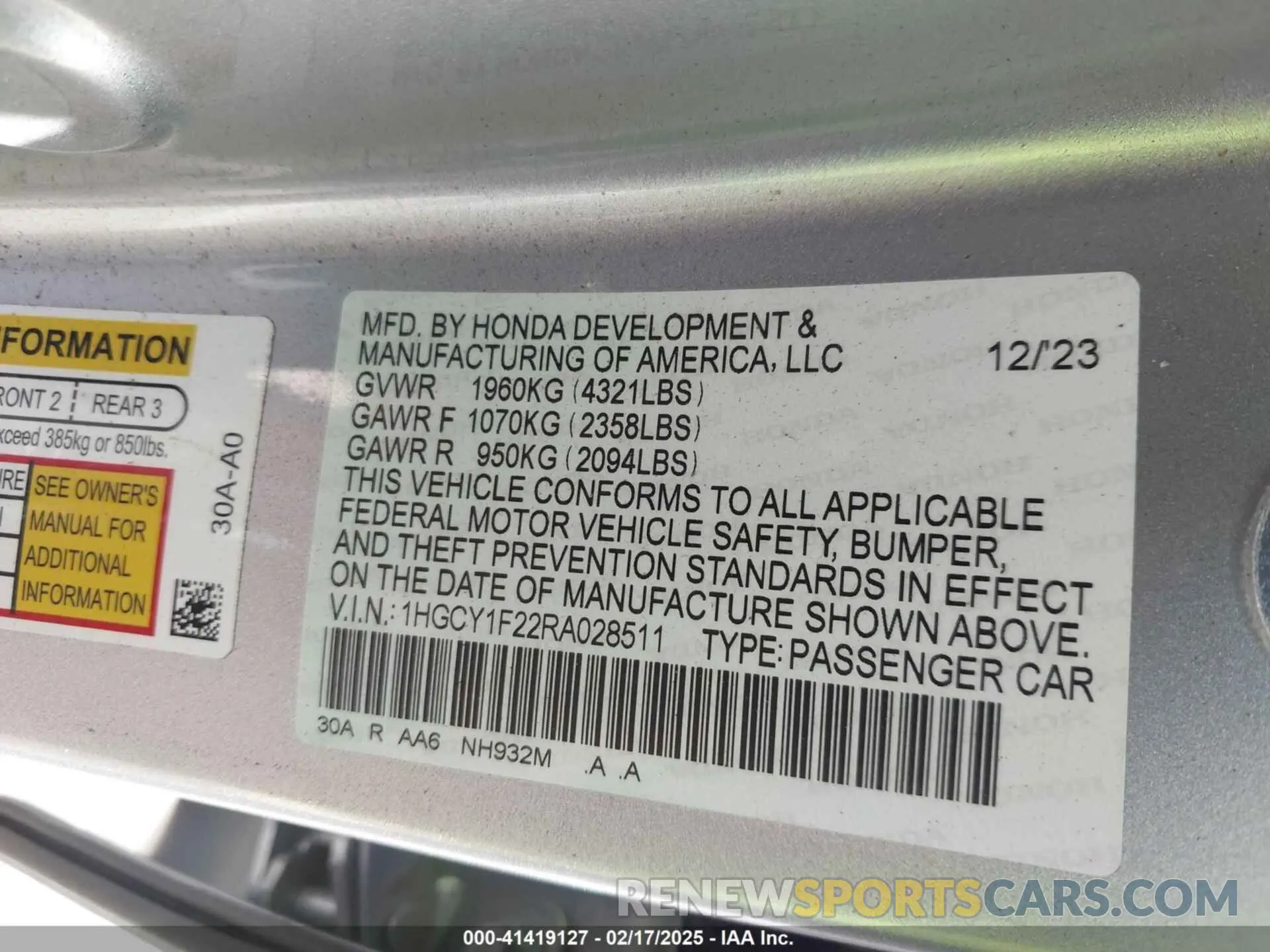 9 Фотография поврежденного автомобиля 1HGCY1F22RA028511 HONDA ACCORD 2024