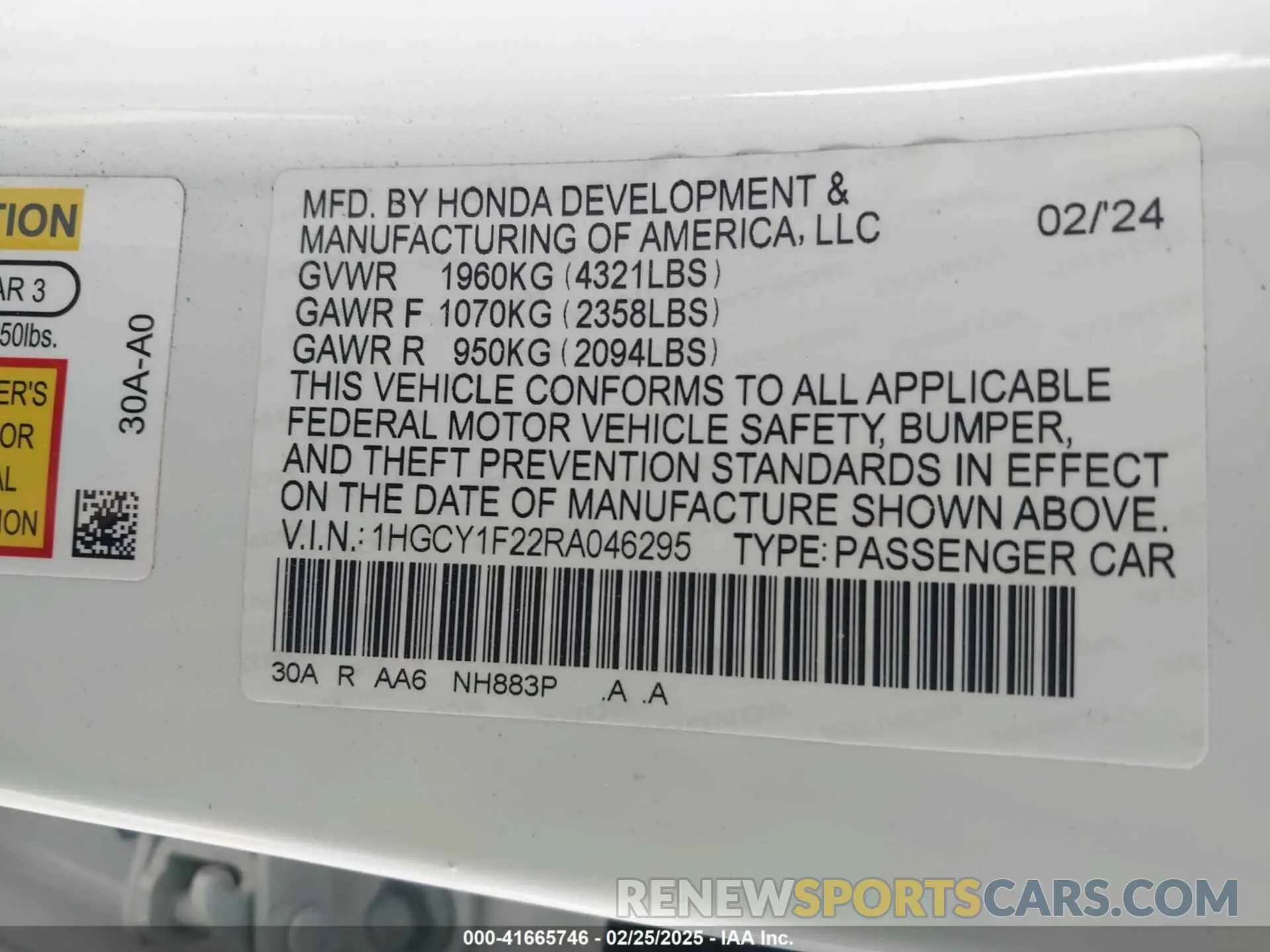 9 Фотография поврежденного автомобиля 1HGCY1F22RA046295 HONDA ACCORD 2024