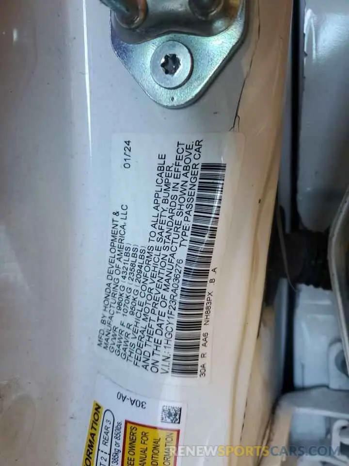 12 Photograph of a damaged car 1HGCY1F23RA036276 HONDA ACCORD 2024