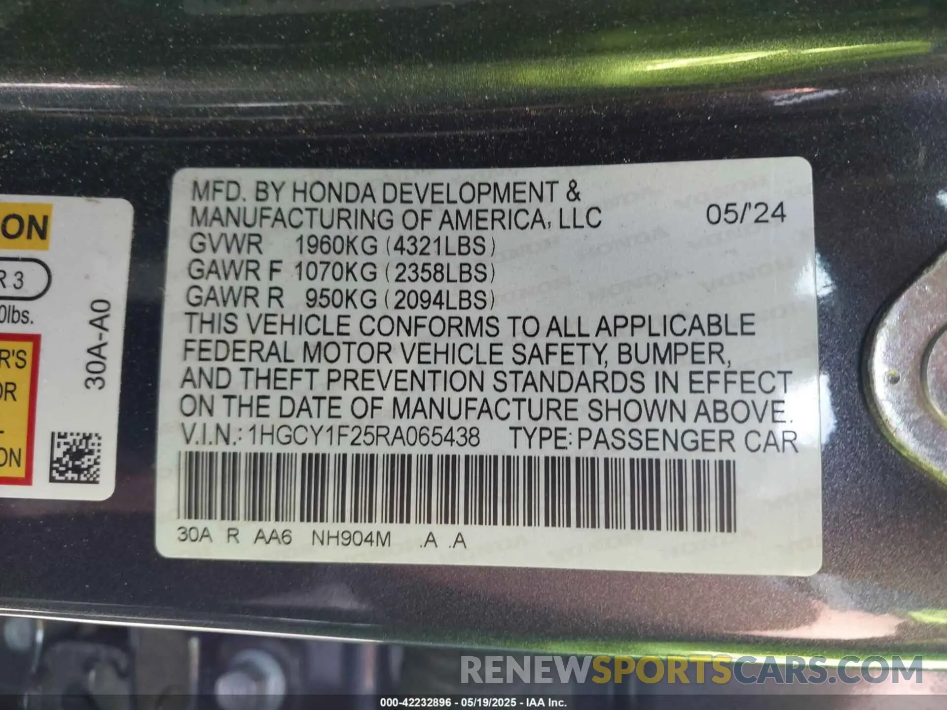 9 Фотография поврежденного автомобиля 1HGCY1F25RA065438 HONDA ACCORD 2024