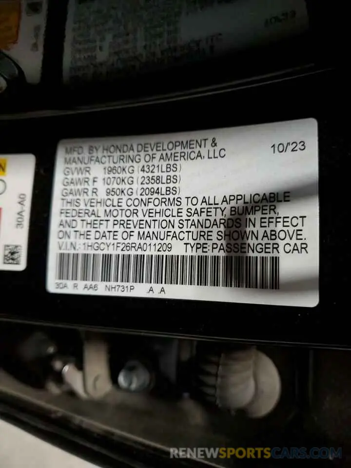 15 Фотография поврежденного автомобиля 1HGCY1F26RA011209 HONDA ACCORD 2024