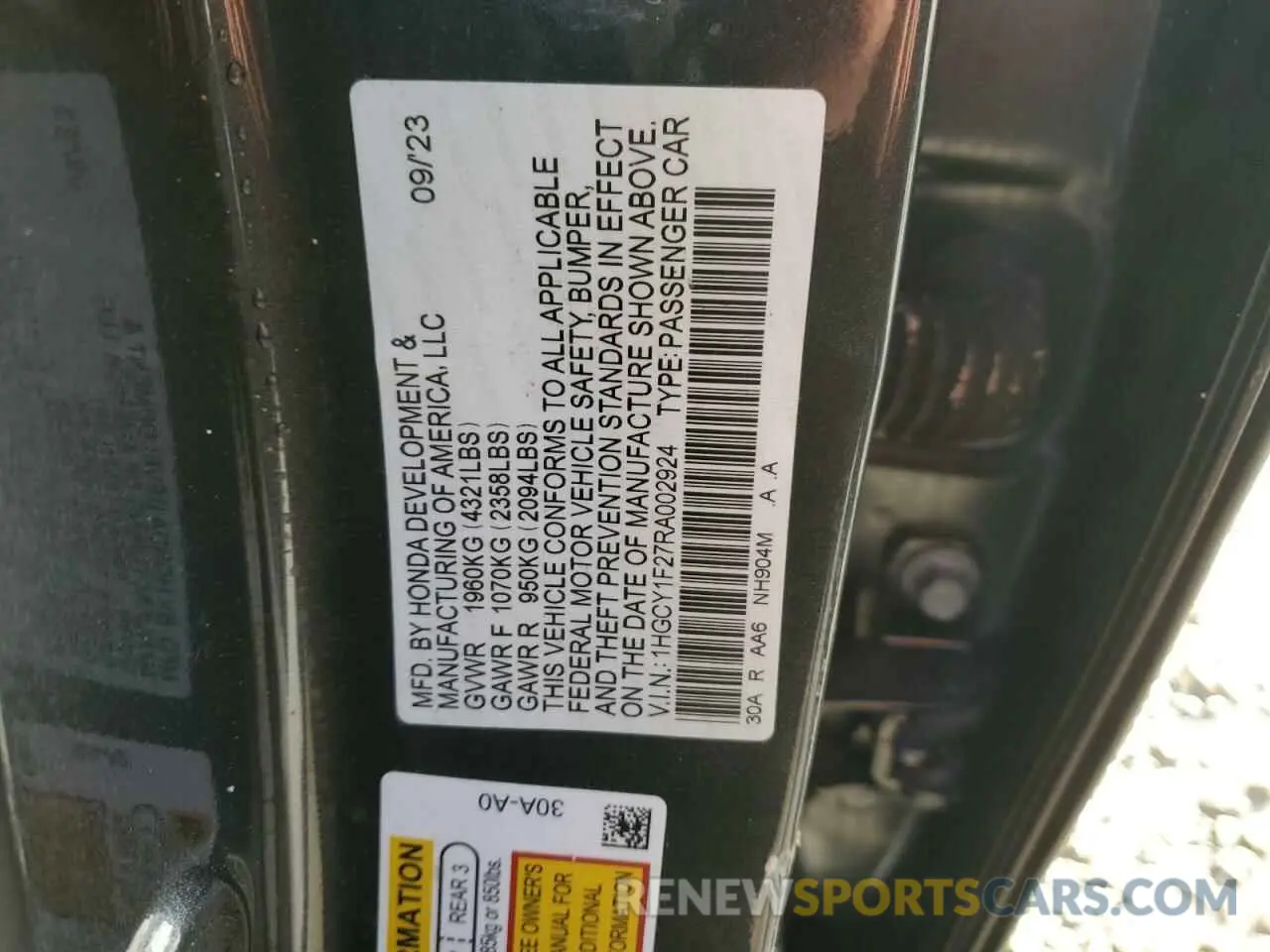12 Photograph of a damaged car 1HGCY1F27RA002924 HONDA ACCORD 2024