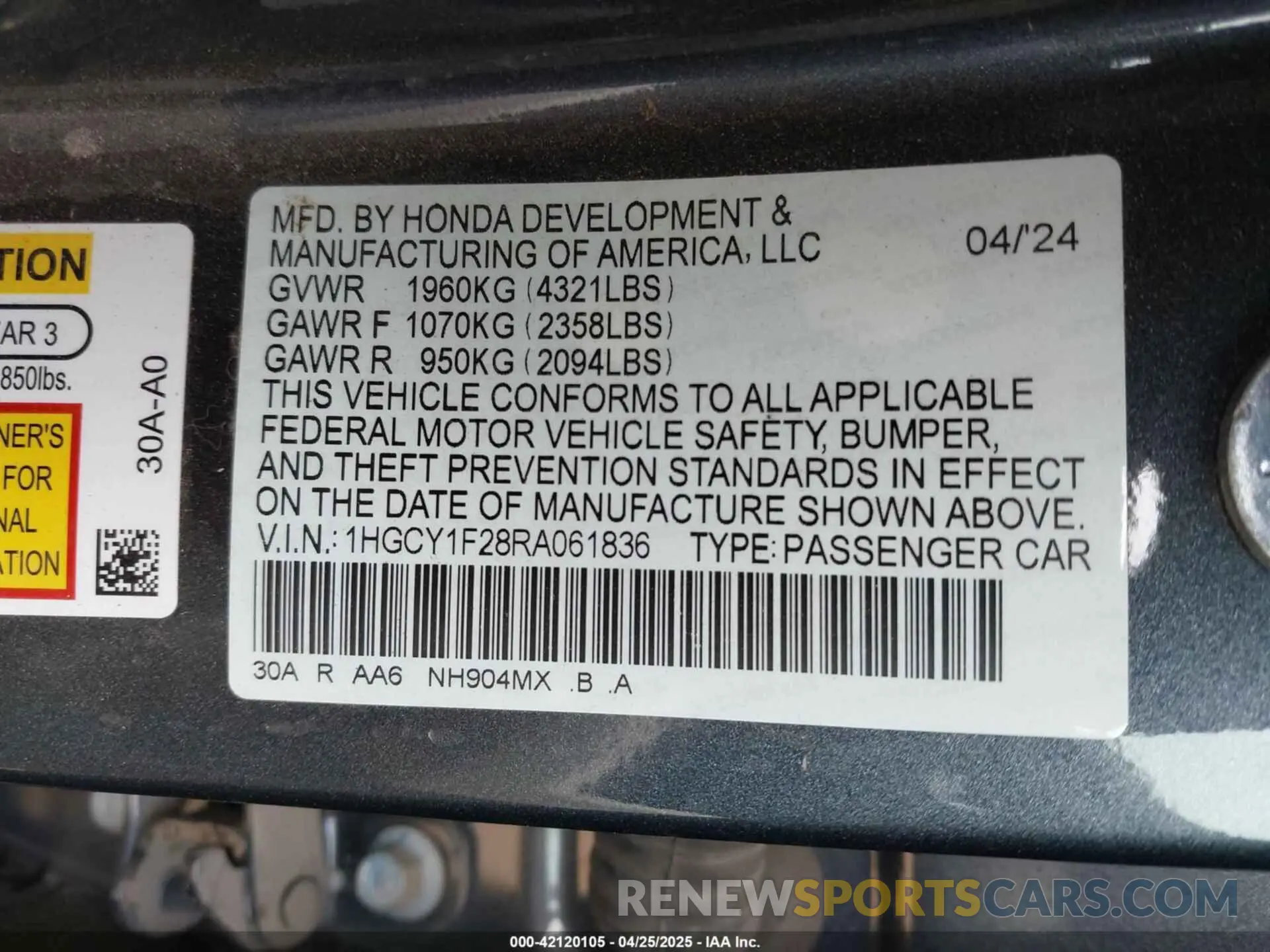 9 Фотография поврежденного автомобиля 1HGCY1F28RA061836 HONDA ACCORD 2024