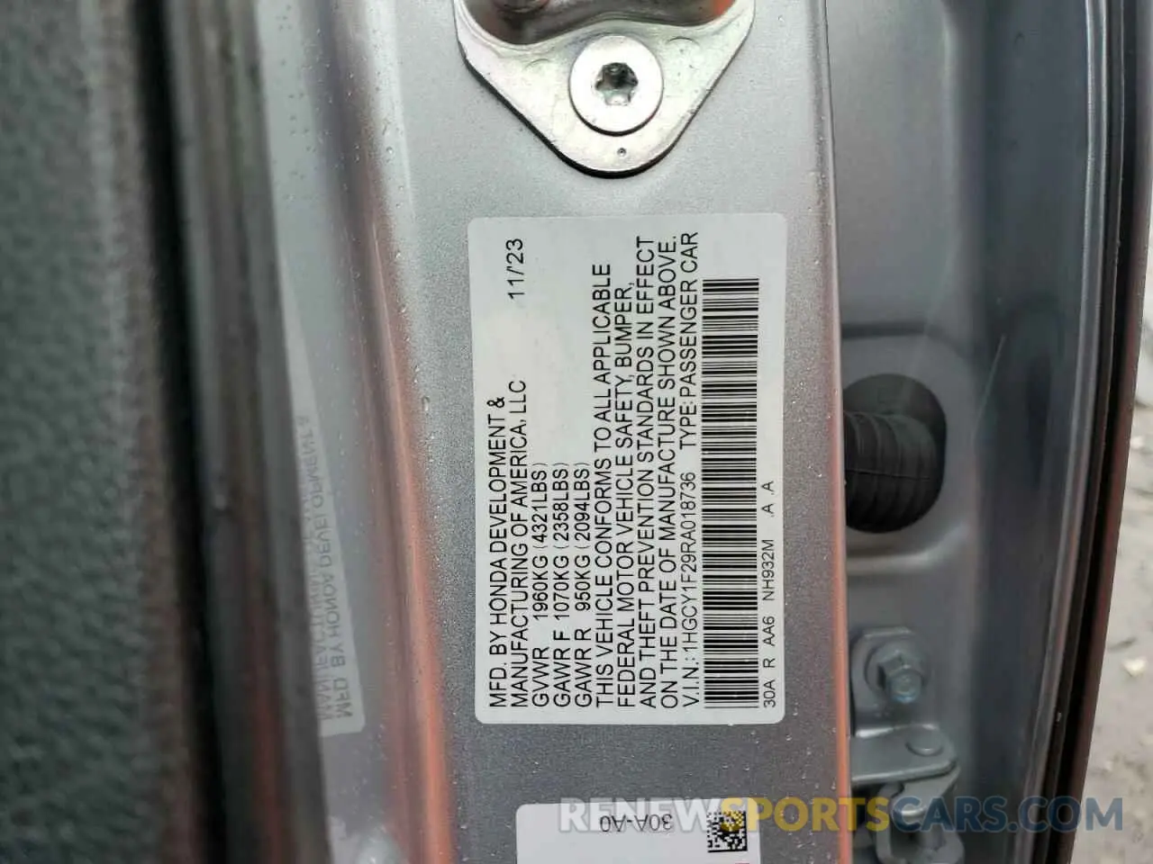 12 Photograph of a damaged car 1HGCY1F29RA018736 HONDA ACCORD 2024