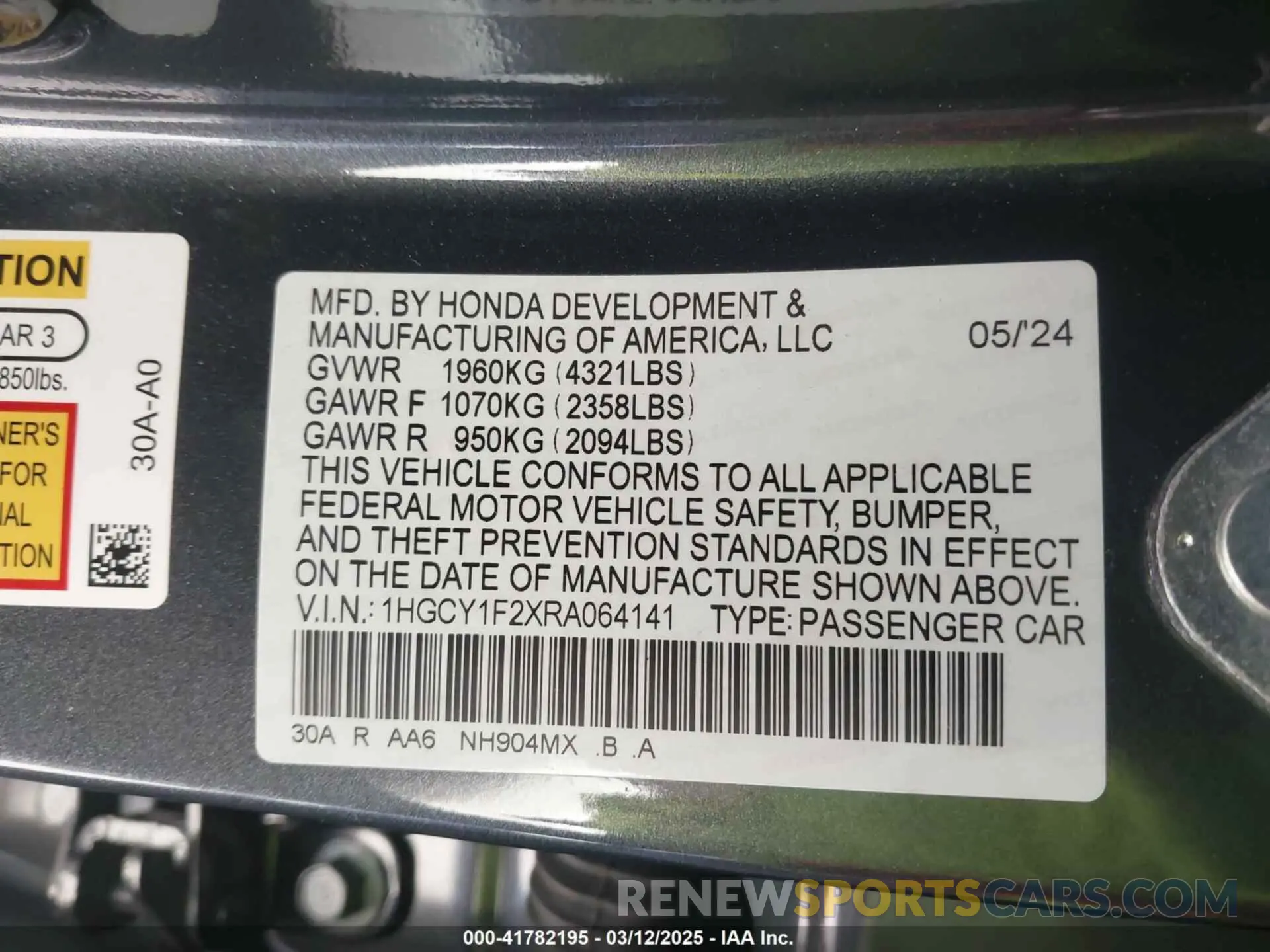 9 Photograph of a damaged car 1HGCY1F2XRA064141 HONDA ACCORD 2024