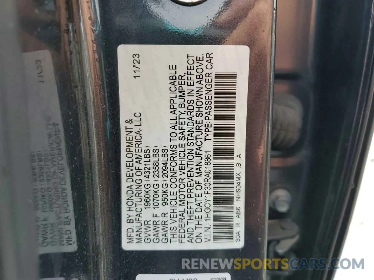 12 Фотография поврежденного автомобиля 1HGCY1F30RA018861 HONDA ACCORD 2024