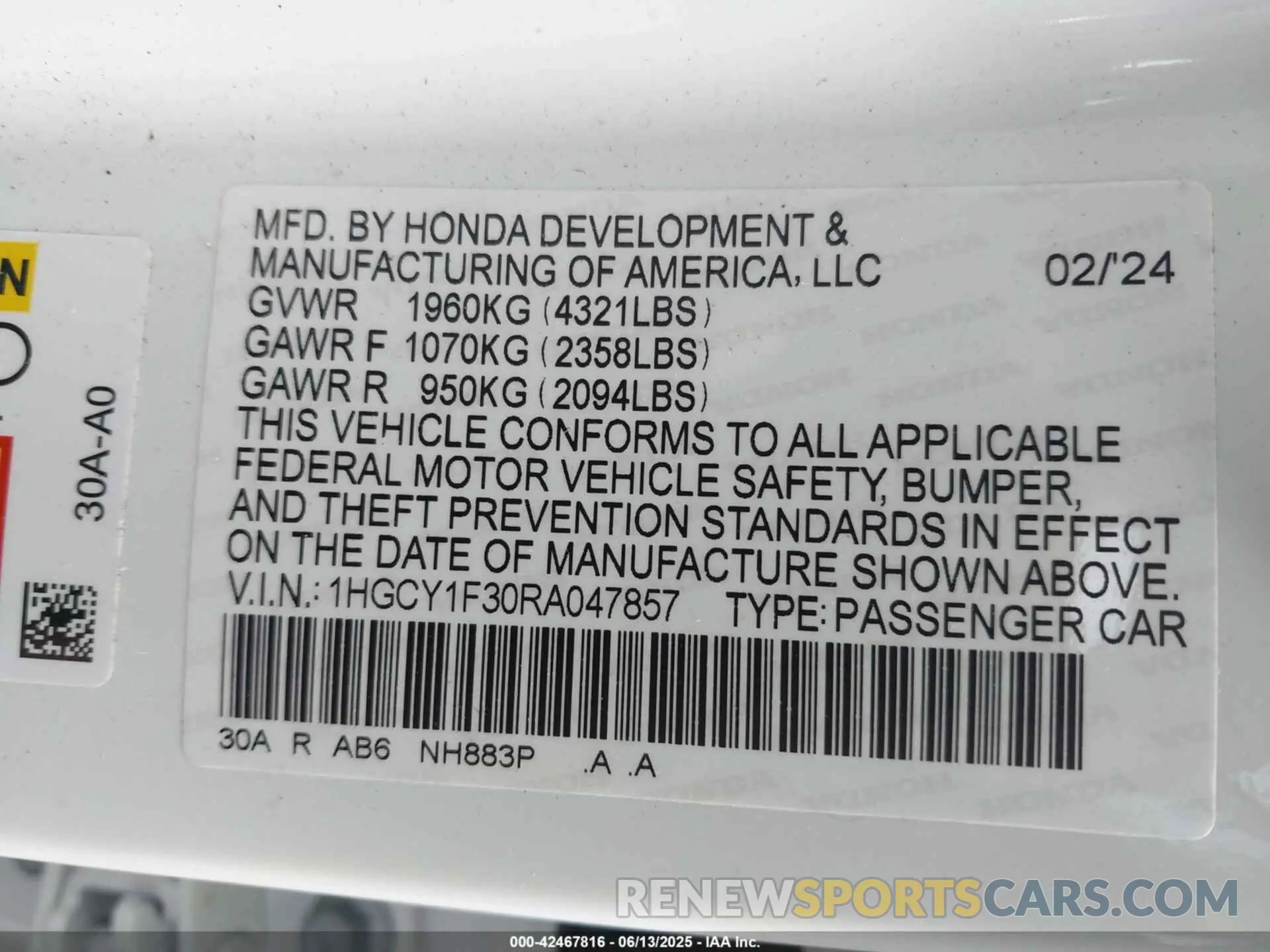 9 Фотография поврежденного автомобиля 1HGCY1F30RA047857 HONDA ACCORD 2024