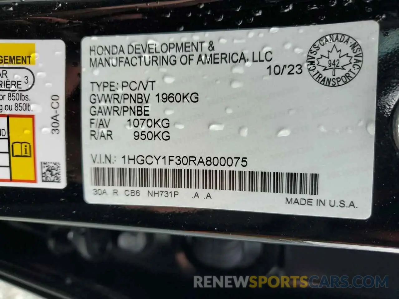 12 Фотография поврежденного автомобиля 1HGCY1F30RA800075 HONDA ACCORD 2024