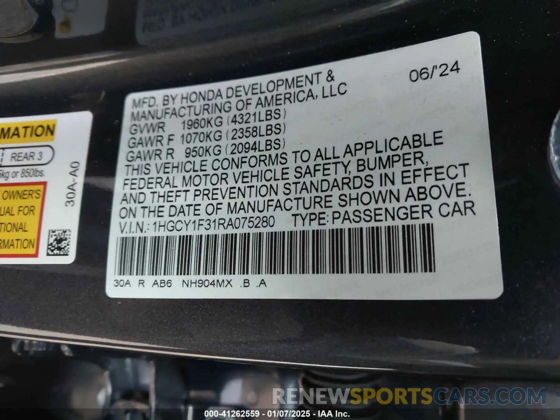 9 Фотография поврежденного автомобиля 1HGCY1F31RA075280 HONDA ACCORD 2024