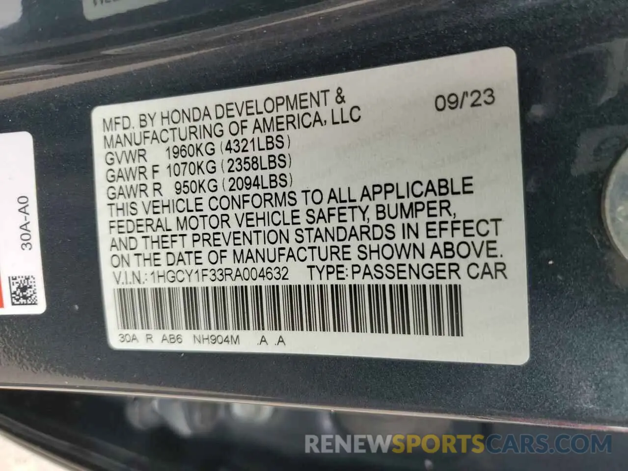 12 Фотография поврежденного автомобиля 1HGCY1F33RA004632 HONDA ACCORD 2024