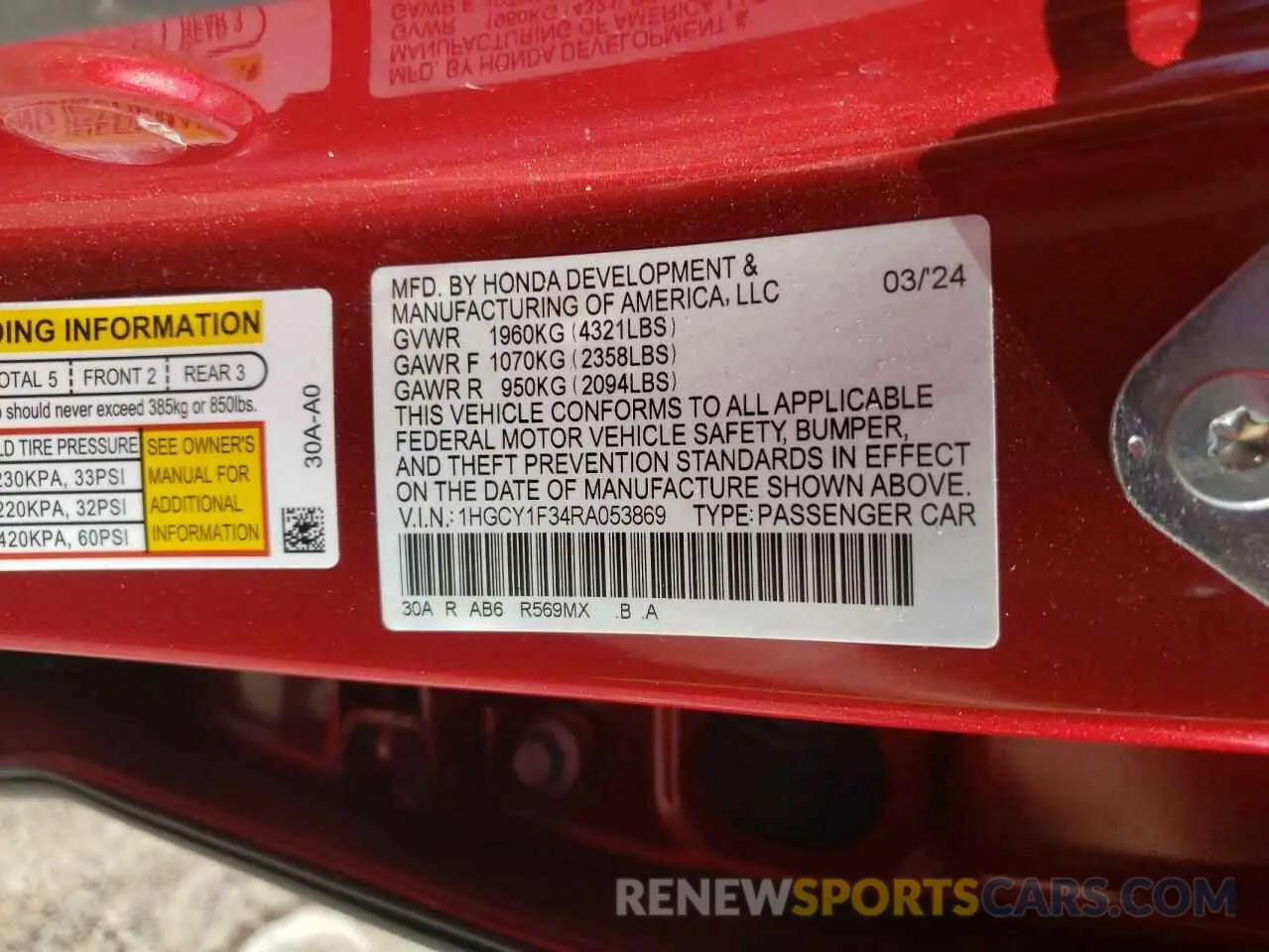 12 Фотография поврежденного автомобиля 1HGCY1F34RA053869 HONDA ACCORD 2024