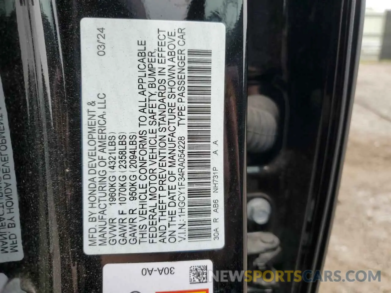 13 Photograph of a damaged car 1HGCY1F34RA054228 HONDA ACCORD 2024