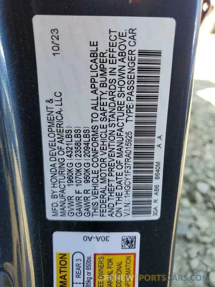 12 Фотография поврежденного автомобиля 1HGCY1F37RA015925 HONDA ACCORD 2024