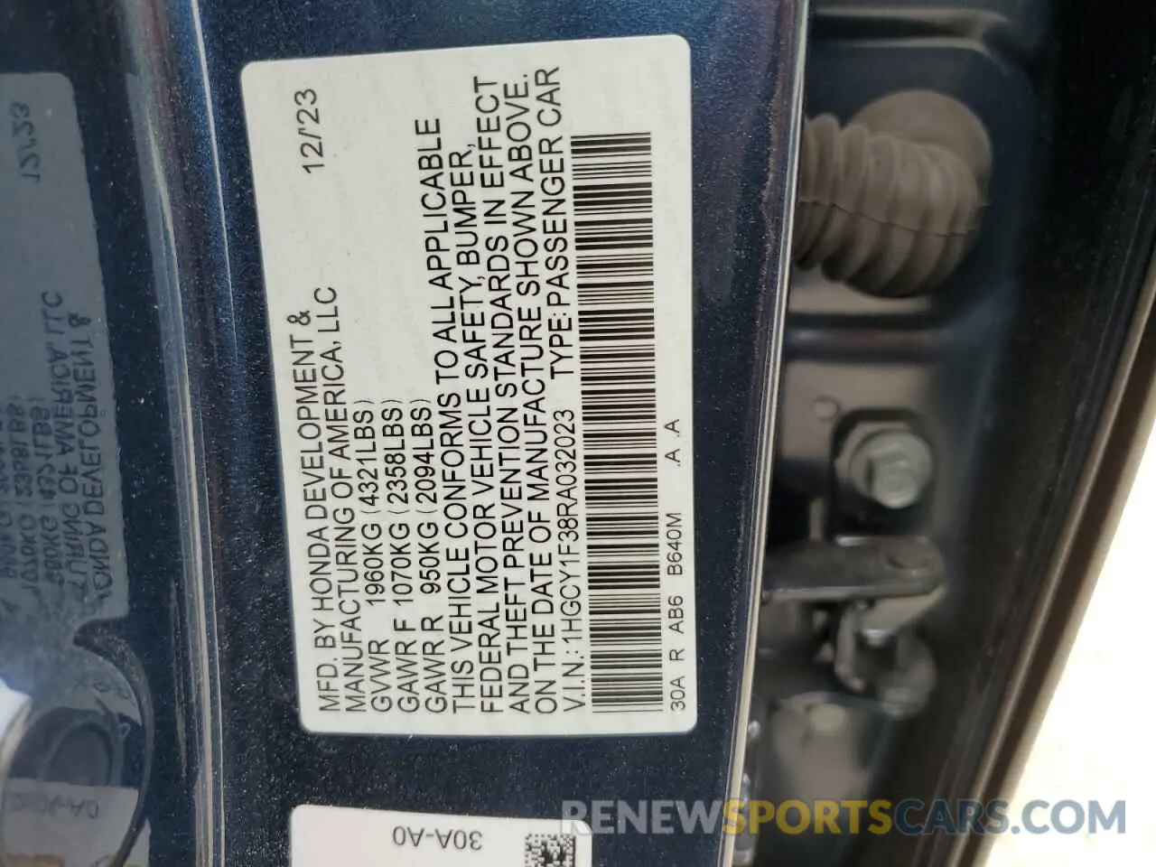 12 Фотография поврежденного автомобиля 1HGCY1F38RA032023 HONDA ACCORD 2024
