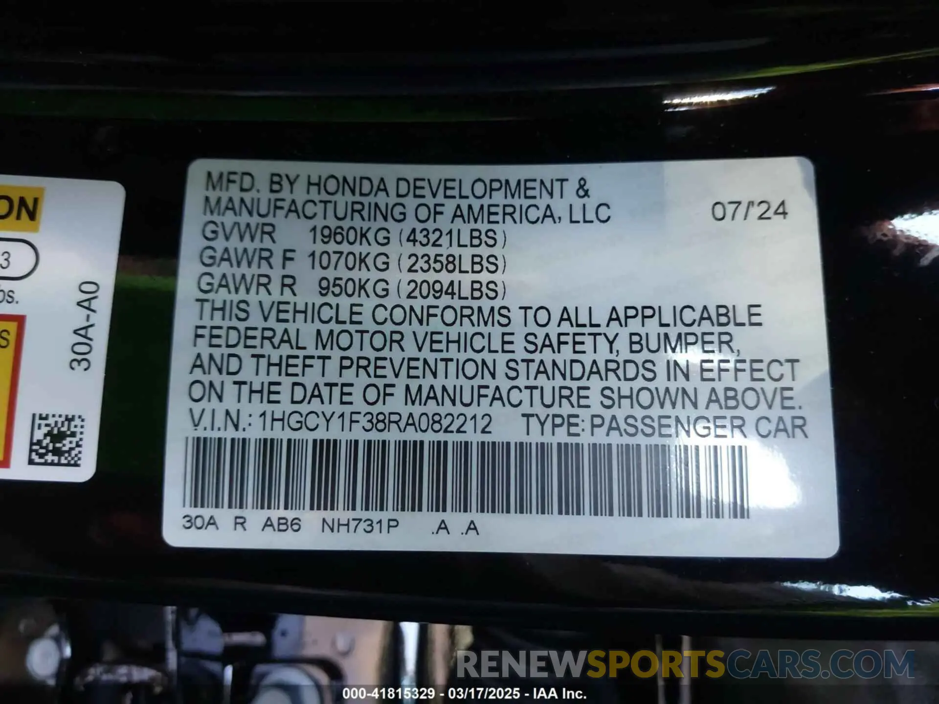 9 Photograph of a damaged car 1HGCY1F38RA082212 HONDA ACCORD 2024