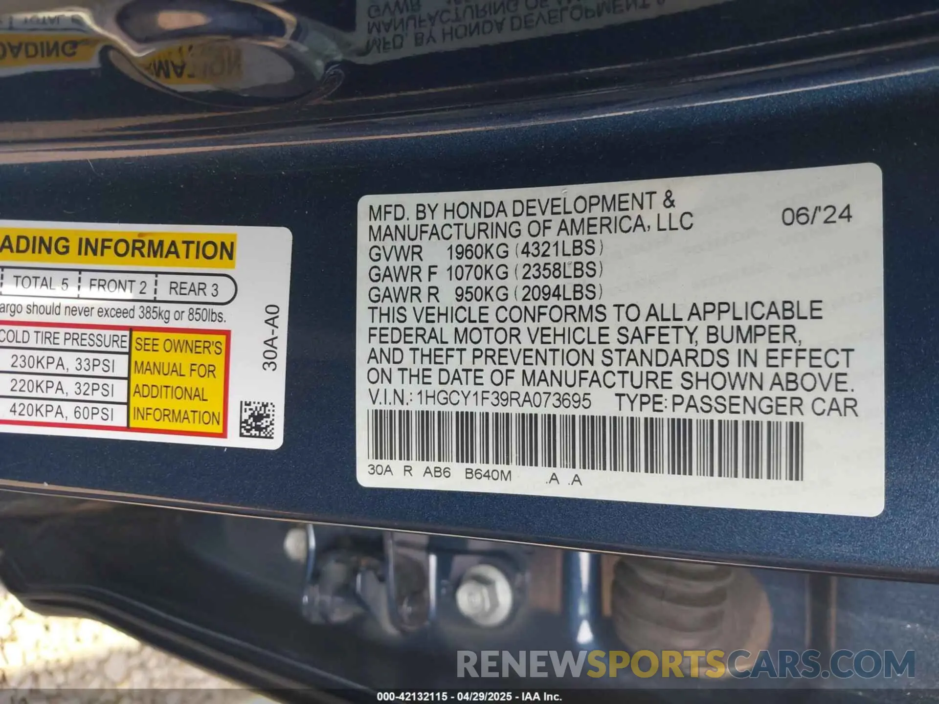 9 Фотография поврежденного автомобиля 1HGCY1F39RA073695 HONDA ACCORD 2024