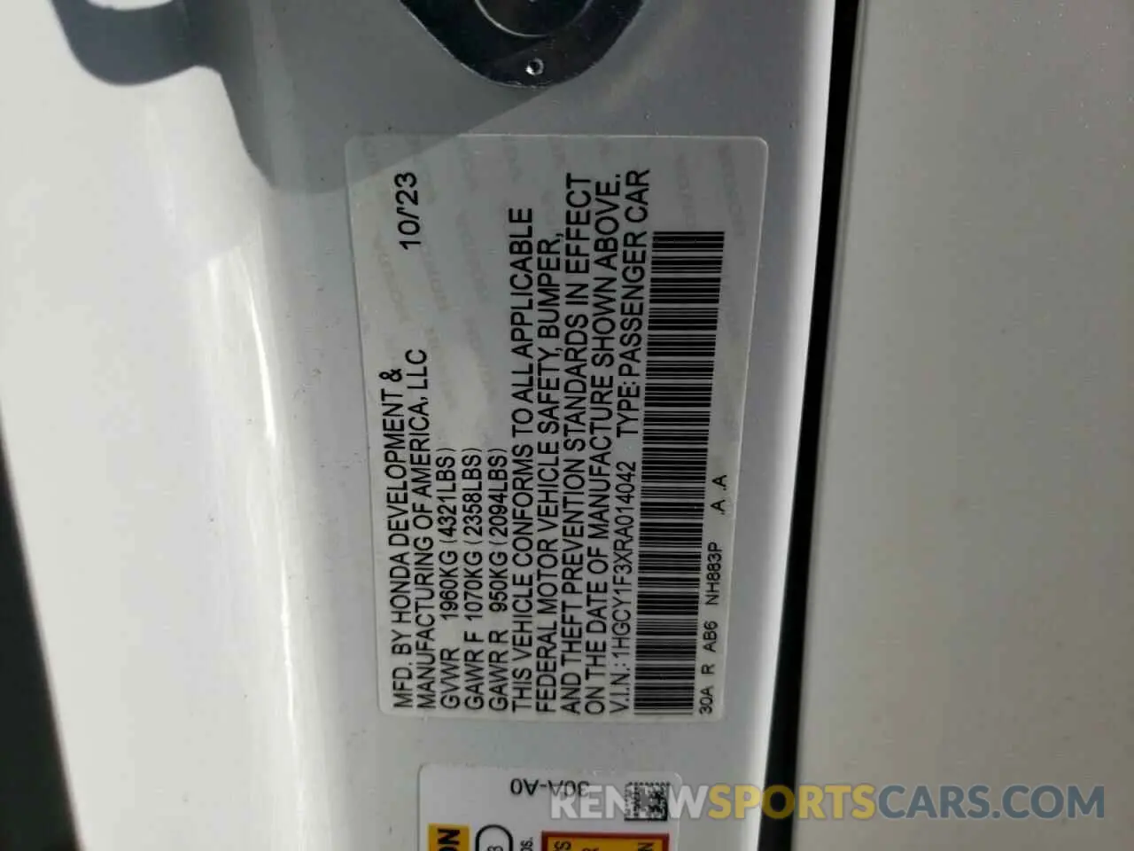 12 Photograph of a damaged car 1HGCY1F3XRA014042 HONDA ACCORD 2024