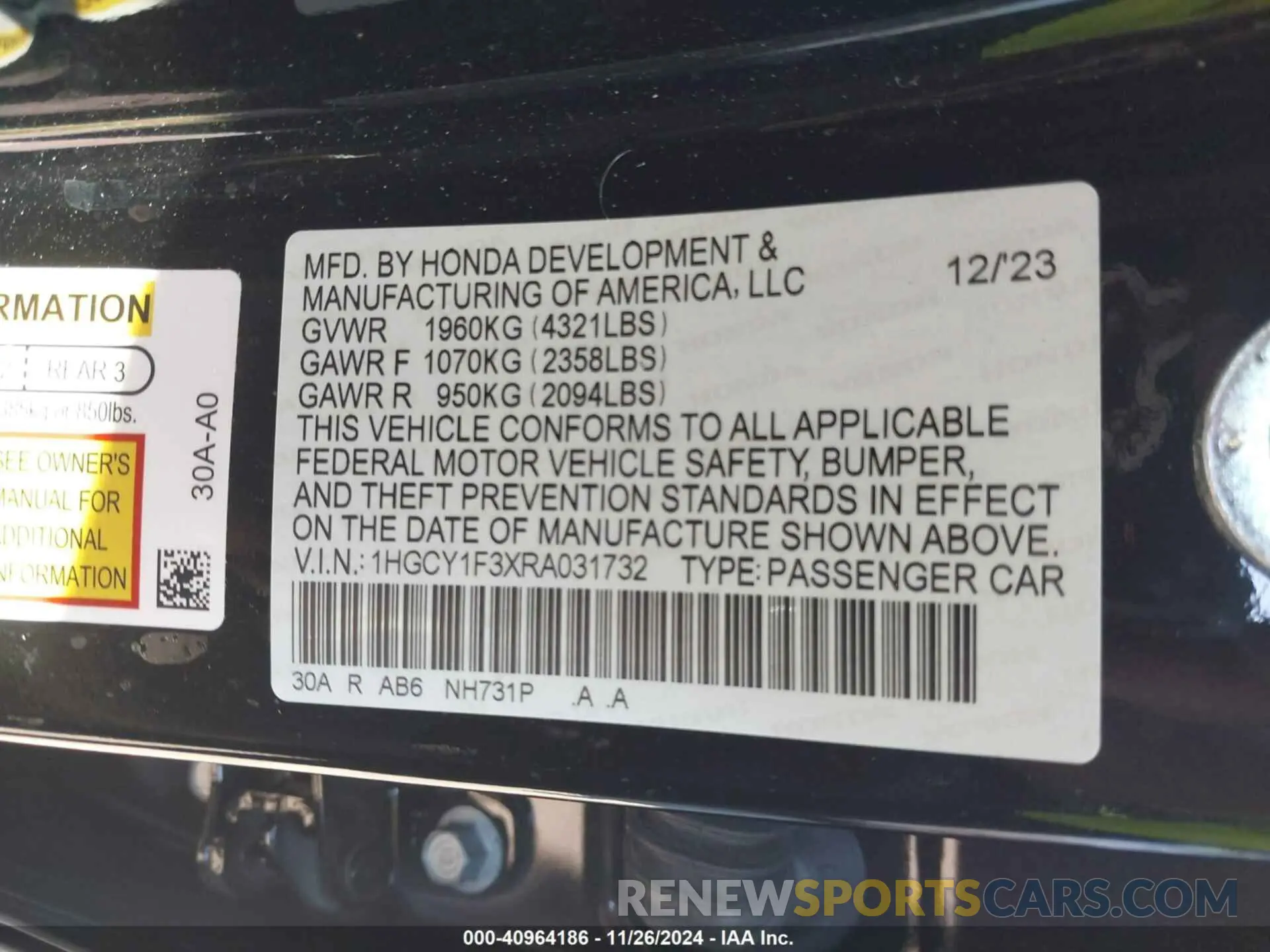 9 Фотография поврежденного автомобиля 1HGCY1F3XRA031732 HONDA ACCORD 2024