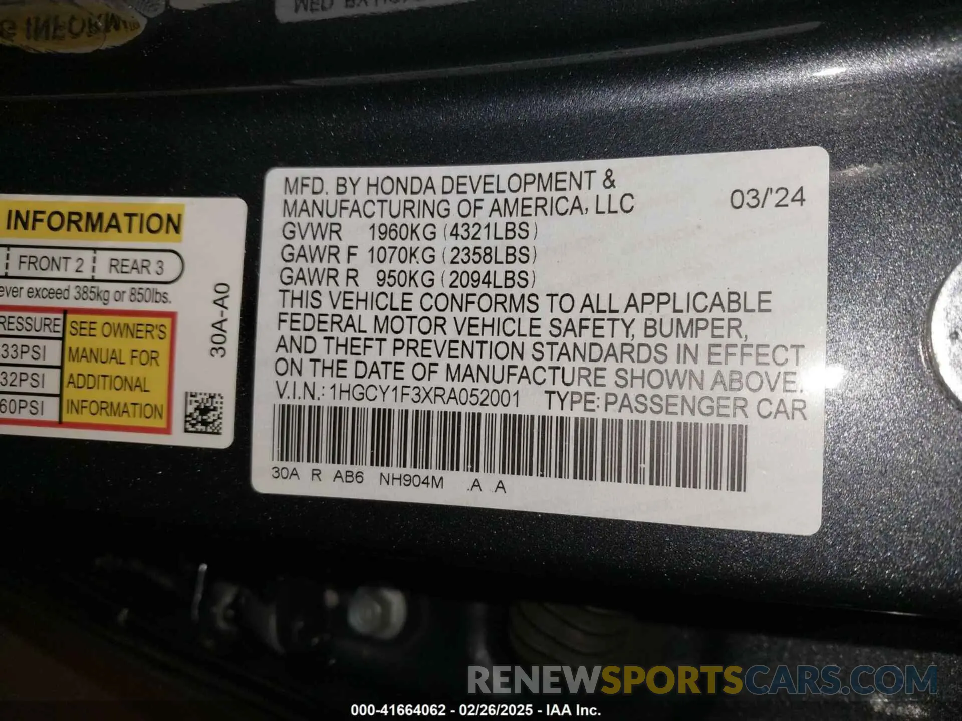 9 Фотография поврежденного автомобиля 1HGCY1F3XRA052001 HONDA ACCORD 2024
