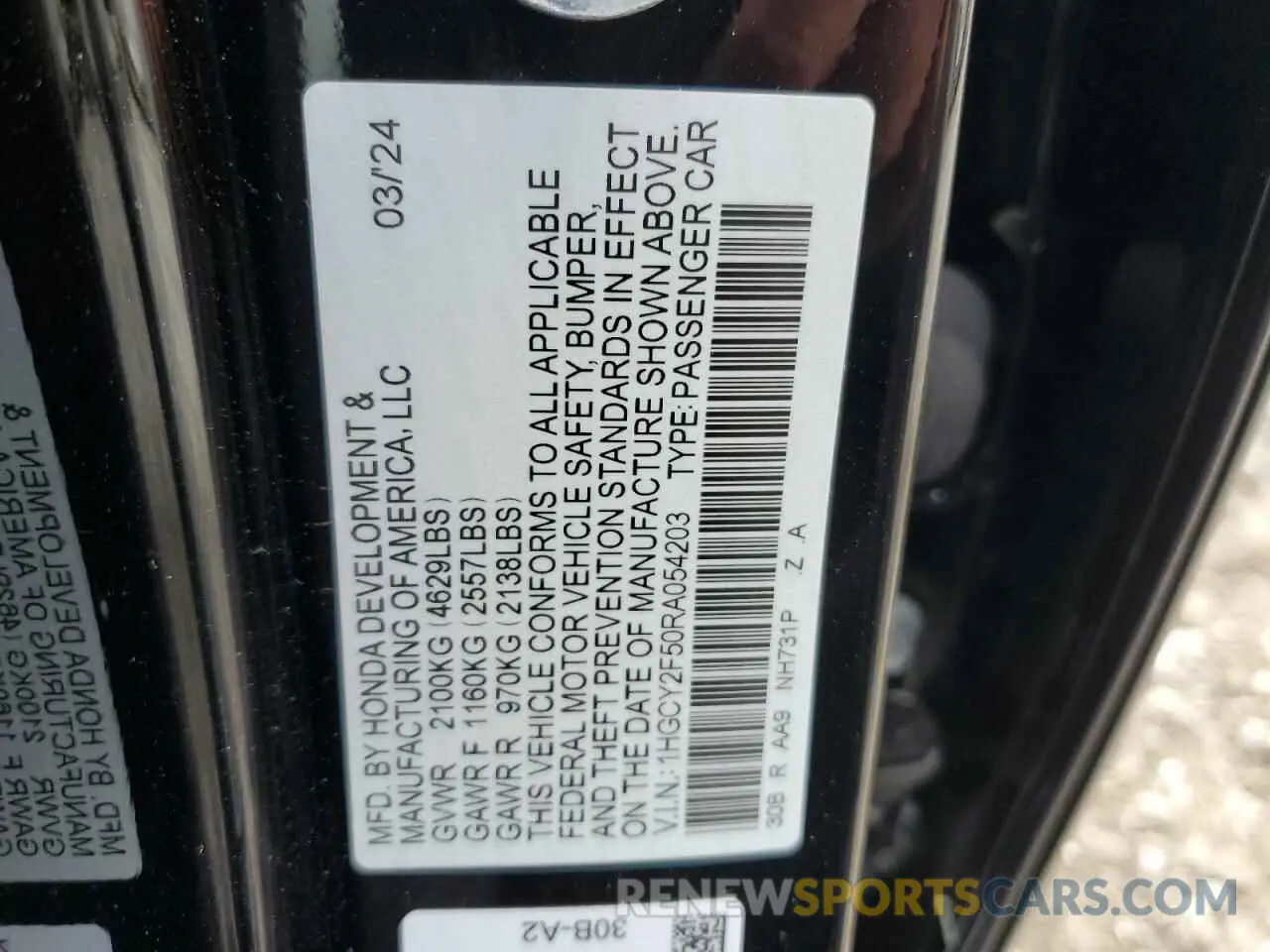 12 Фотография поврежденного автомобиля 1HGCY2F50RA054203 HONDA ACCORD 2024