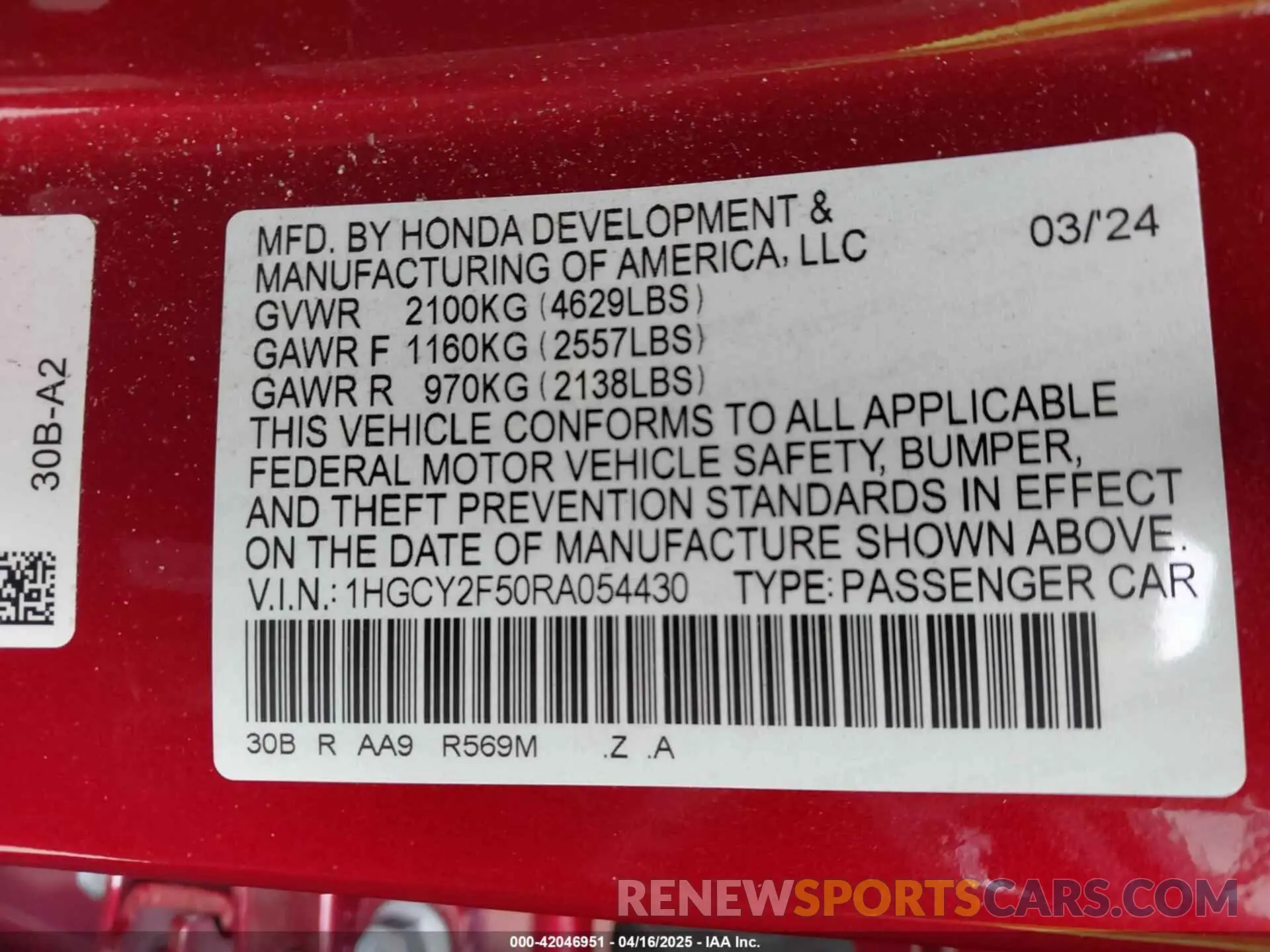 9 Photograph of a damaged car 1HGCY2F50RA054430 HONDA ACCORD 2024