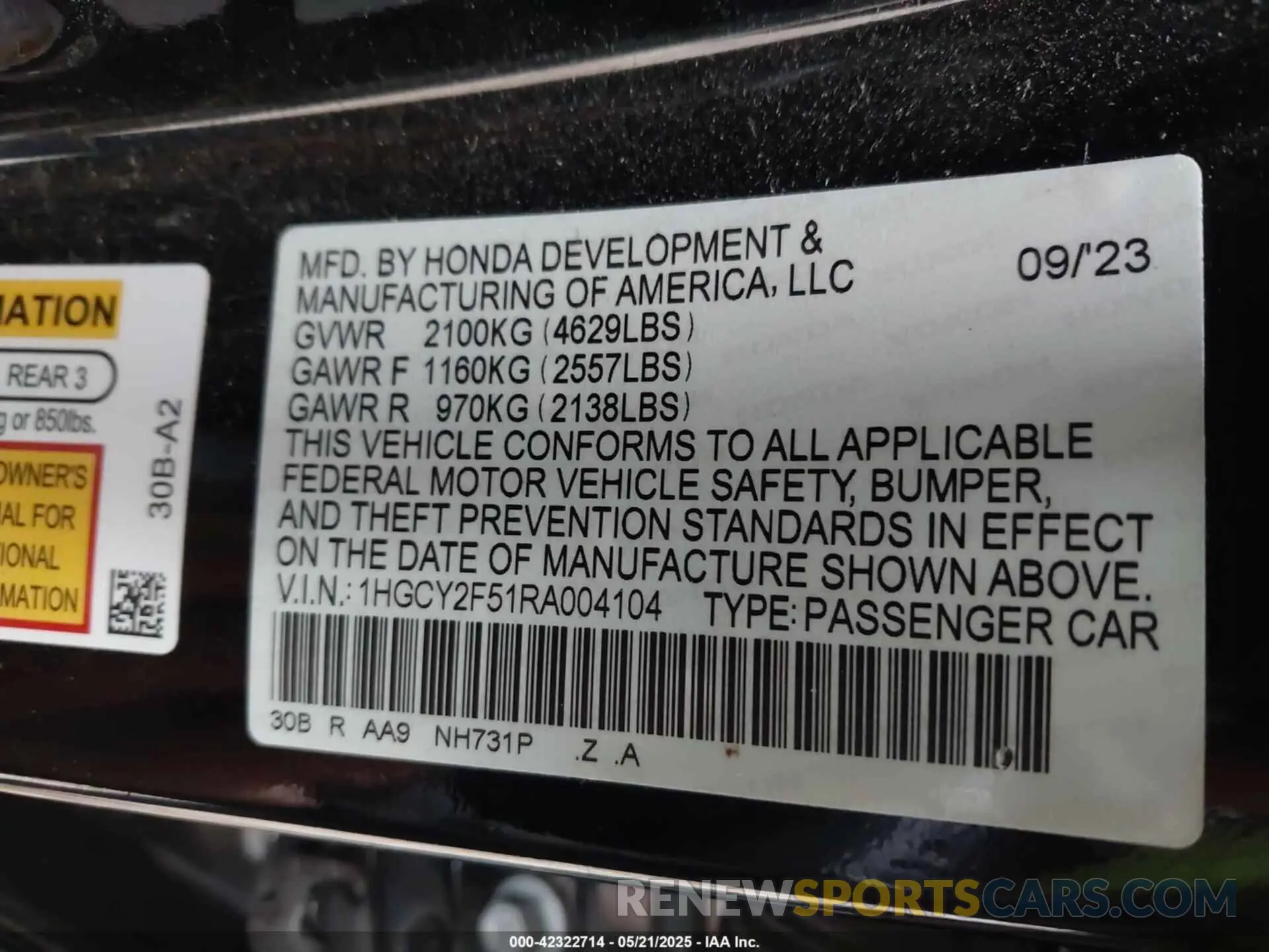 9 Фотография поврежденного автомобиля 1HGCY2F51RA004104 HONDA ACCORD 2024