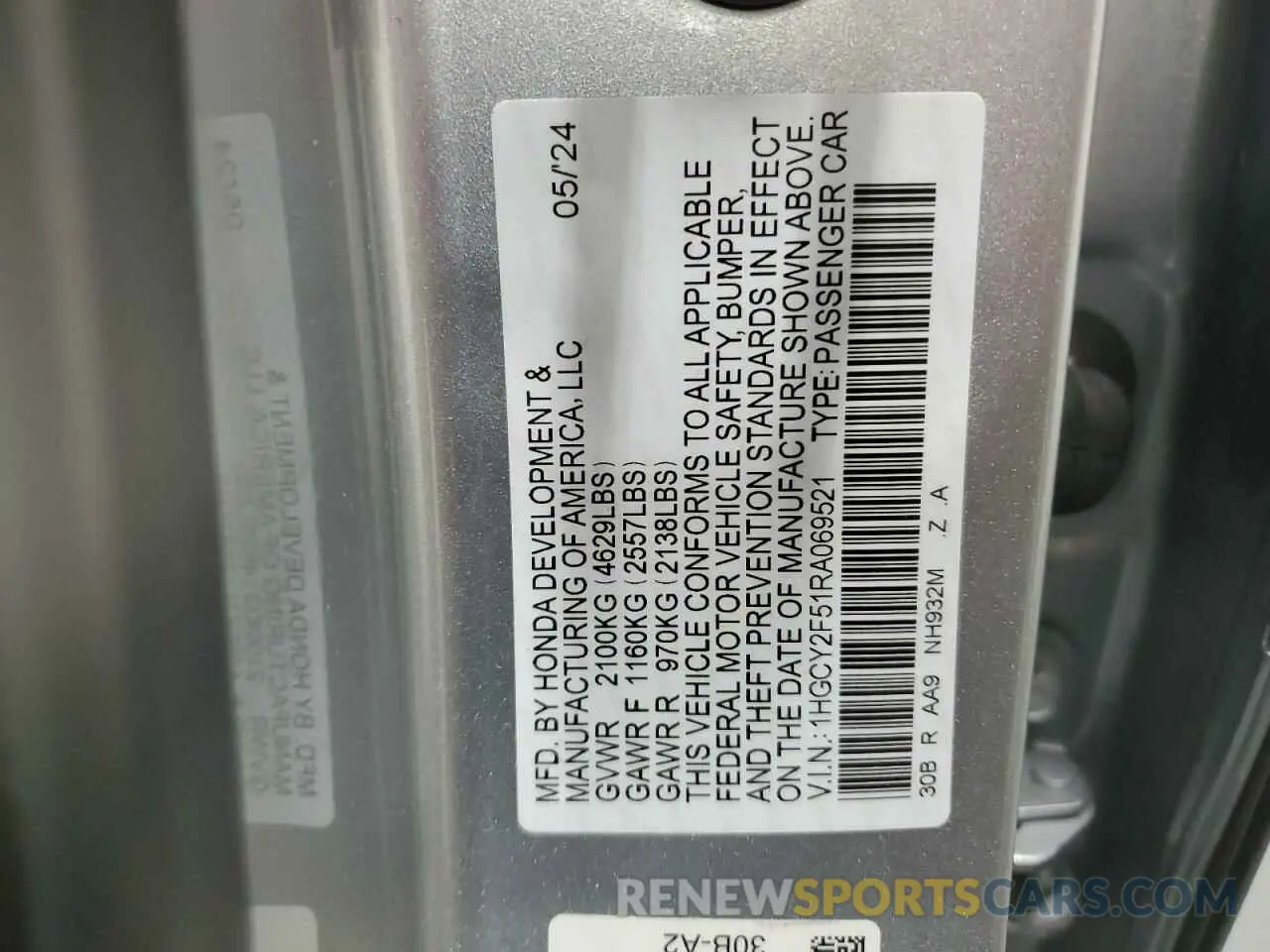 13 Фотография поврежденного автомобиля 1HGCY2F51RA069521 HONDA ACCORD 2024