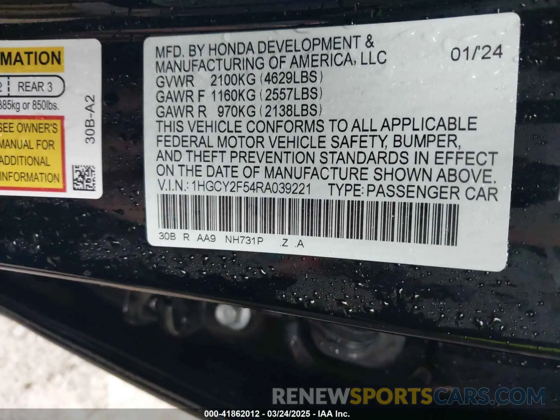 9 Photograph of a damaged car 1HGCY2F54RA039221 HONDA ACCORD 2024