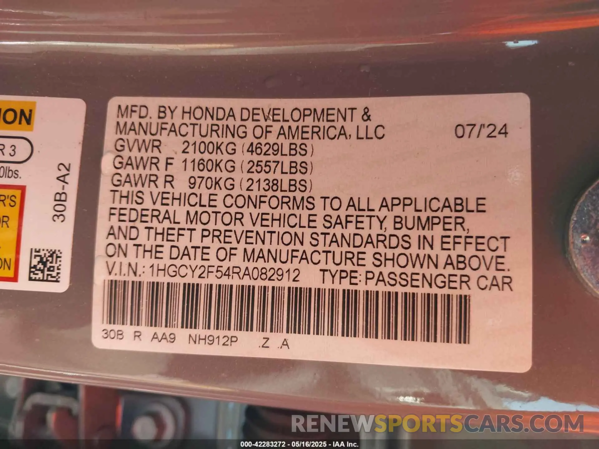 9 Photograph of a damaged car 1HGCY2F54RA082912 HONDA ACCORD 2024