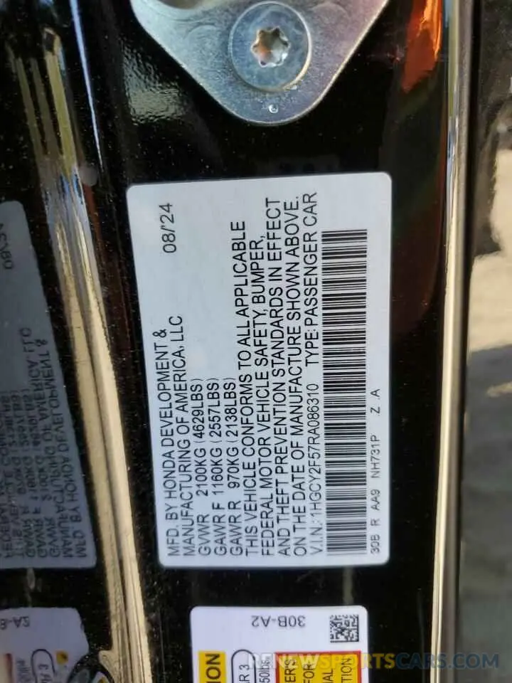 14 Фотография поврежденного автомобиля 1HGCY2F57RA086310 HONDA ACCORD 2024