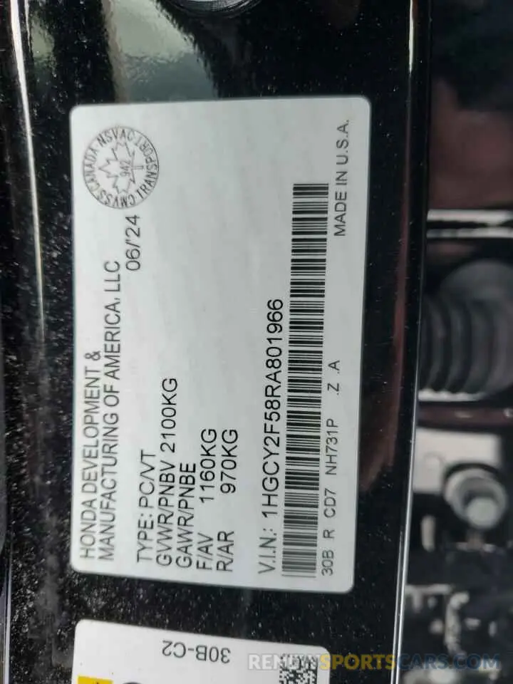 13 Фотография поврежденного автомобиля 1HGCY2F58RA801966 HONDA ACCORD 2024