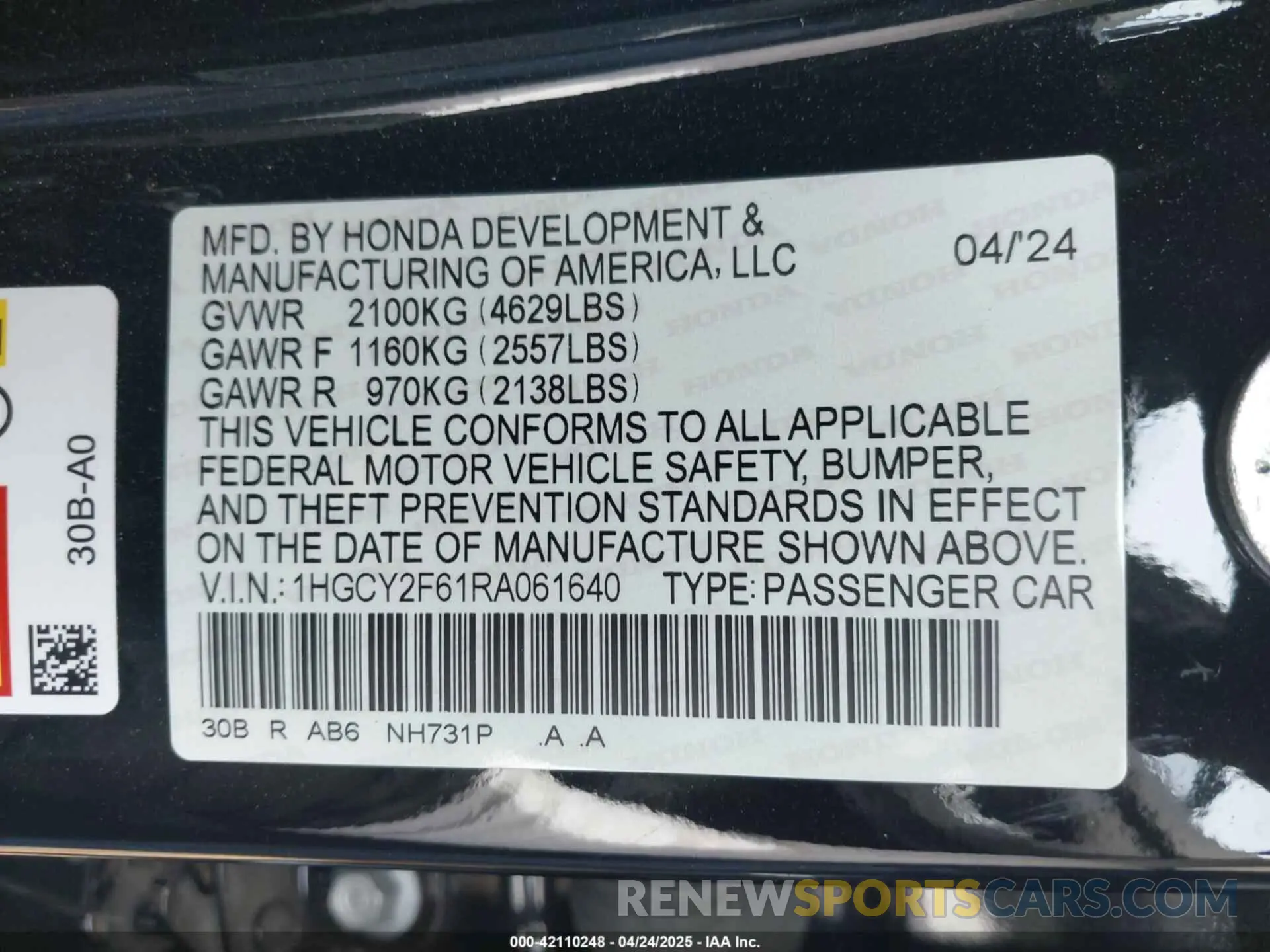 9 Фотография поврежденного автомобиля 1HGCY2F61RA061640 HONDA ACCORD 2024
