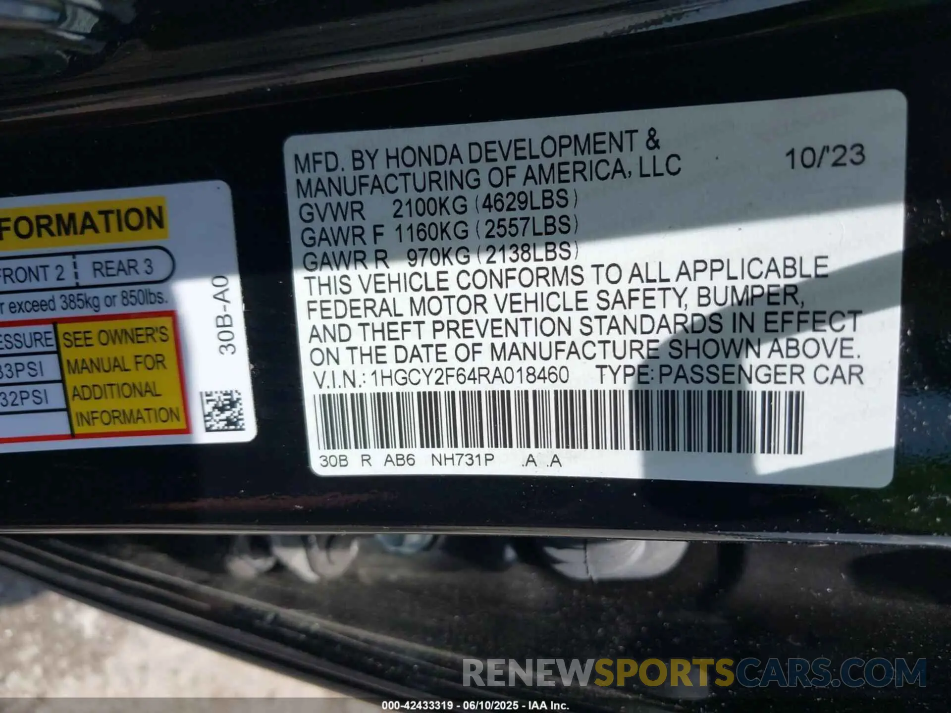 9 Фотография поврежденного автомобиля 1HGCY2F64RA018460 HONDA ACCORD 2024