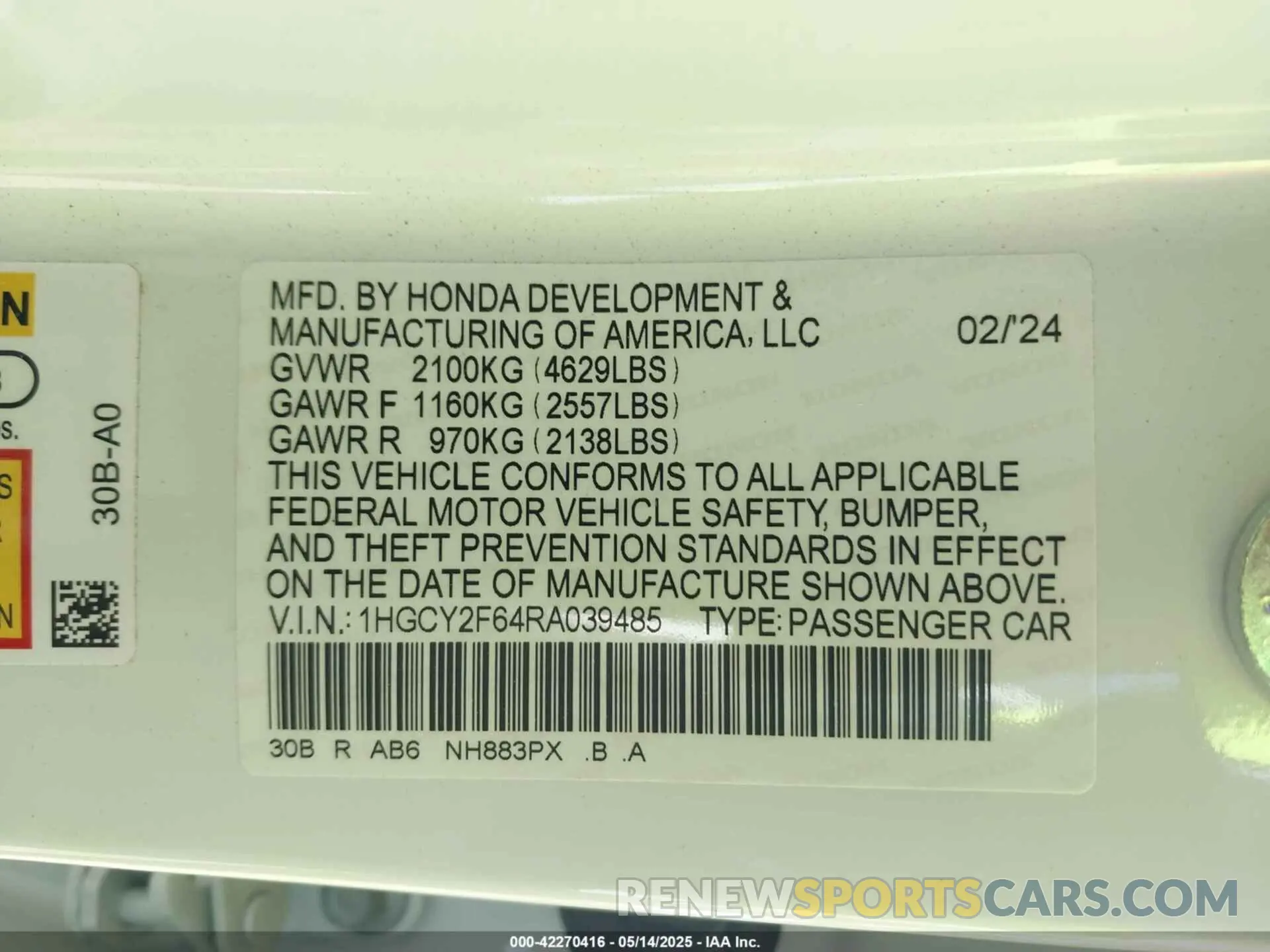 9 Фотография поврежденного автомобиля 1HGCY2F64RA039485 HONDA ACCORD 2024