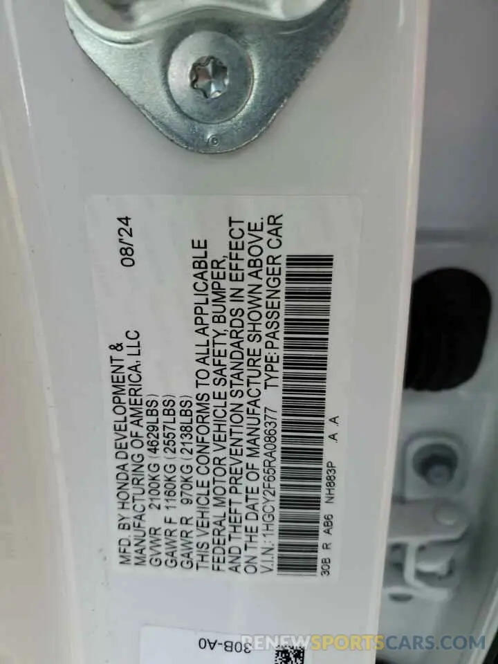 13 Фотография поврежденного автомобиля 1HGCY2F65RA086377 HONDA ACCORD 2024