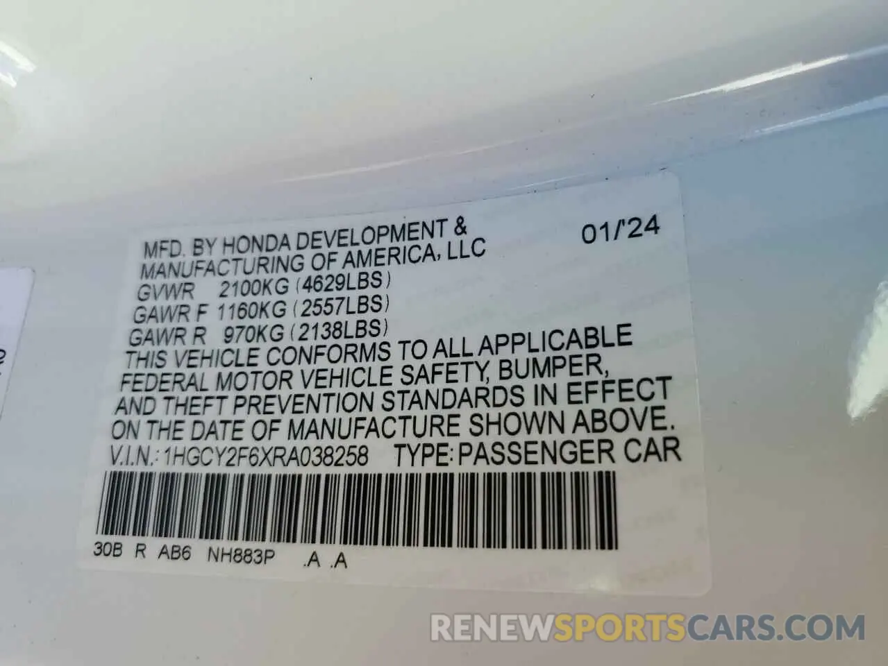 12 Photograph of a damaged car 1HGCY2F6XRA038258 HONDA ACCORD 2024