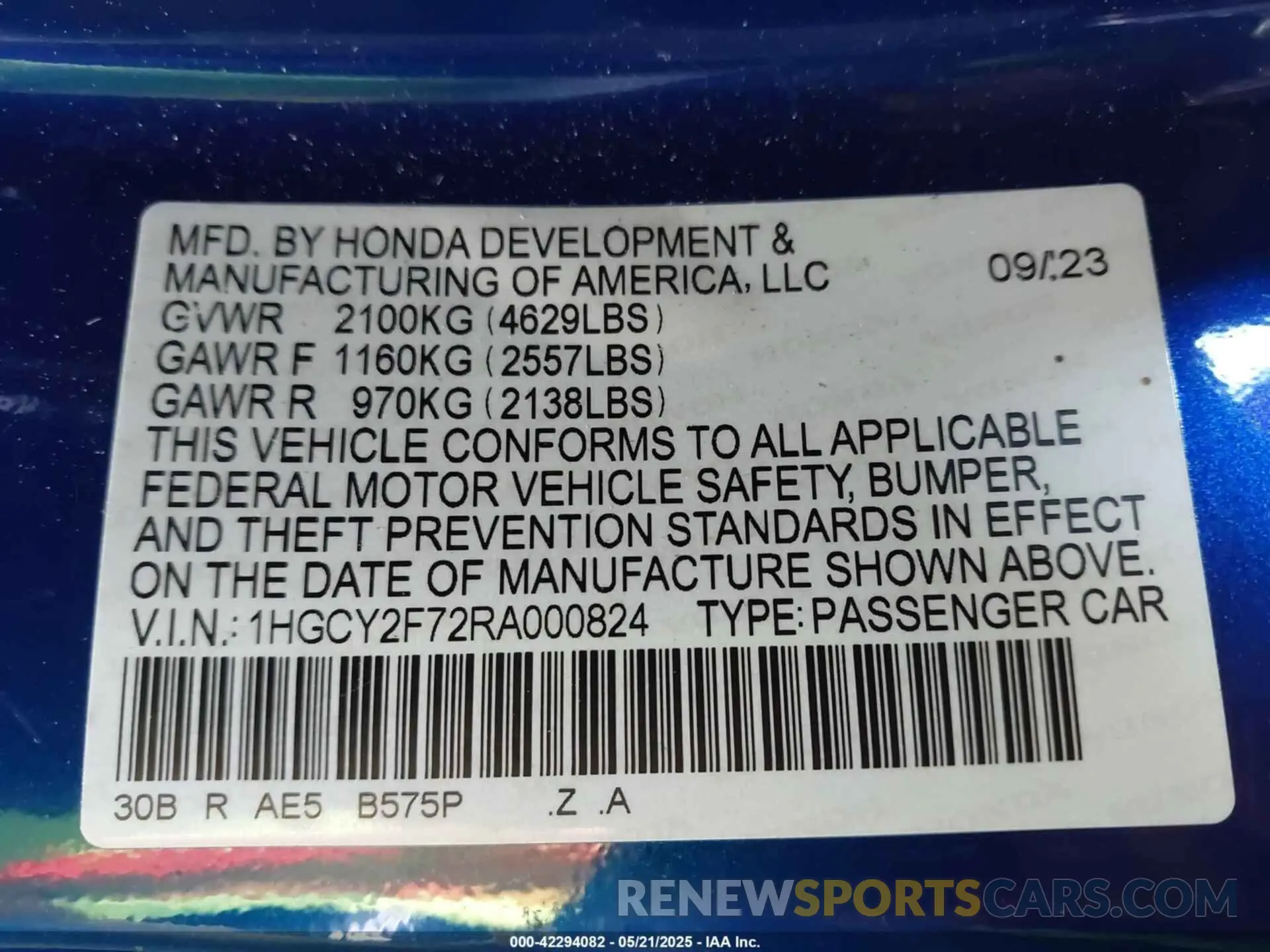 9 Фотография поврежденного автомобиля 1HGCY2F72RA000824 HONDA ACCORD 2024