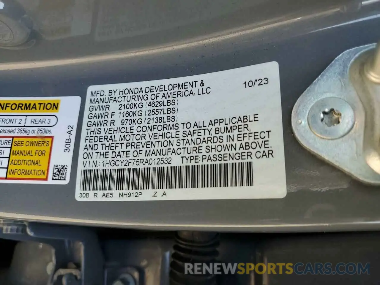 14 Photograph of a damaged car 1HGCY2F75RA012532 HONDA ACCORD 2024