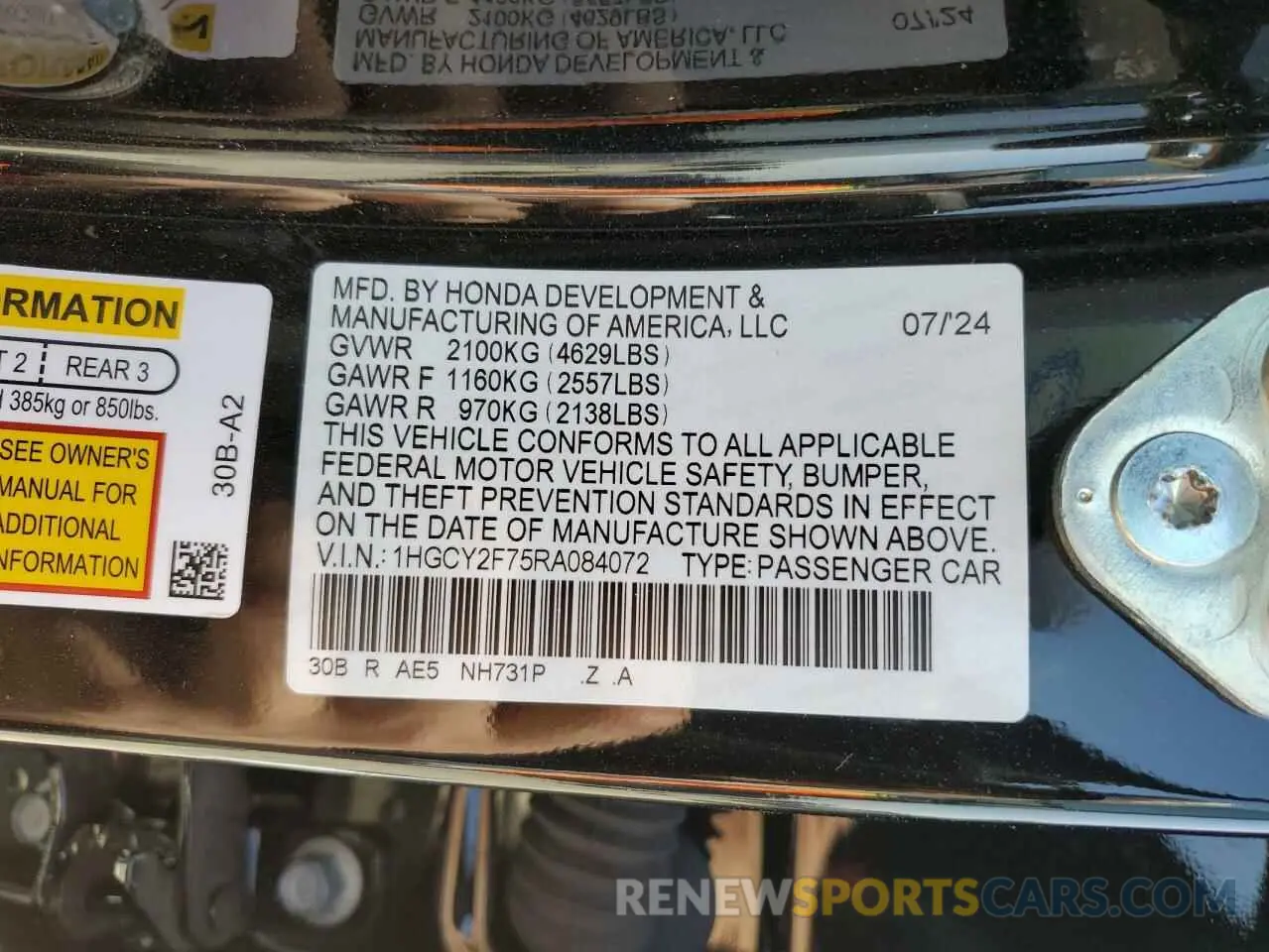12 Фотография поврежденного автомобиля 1HGCY2F75RA084072 HONDA ACCORD 2024