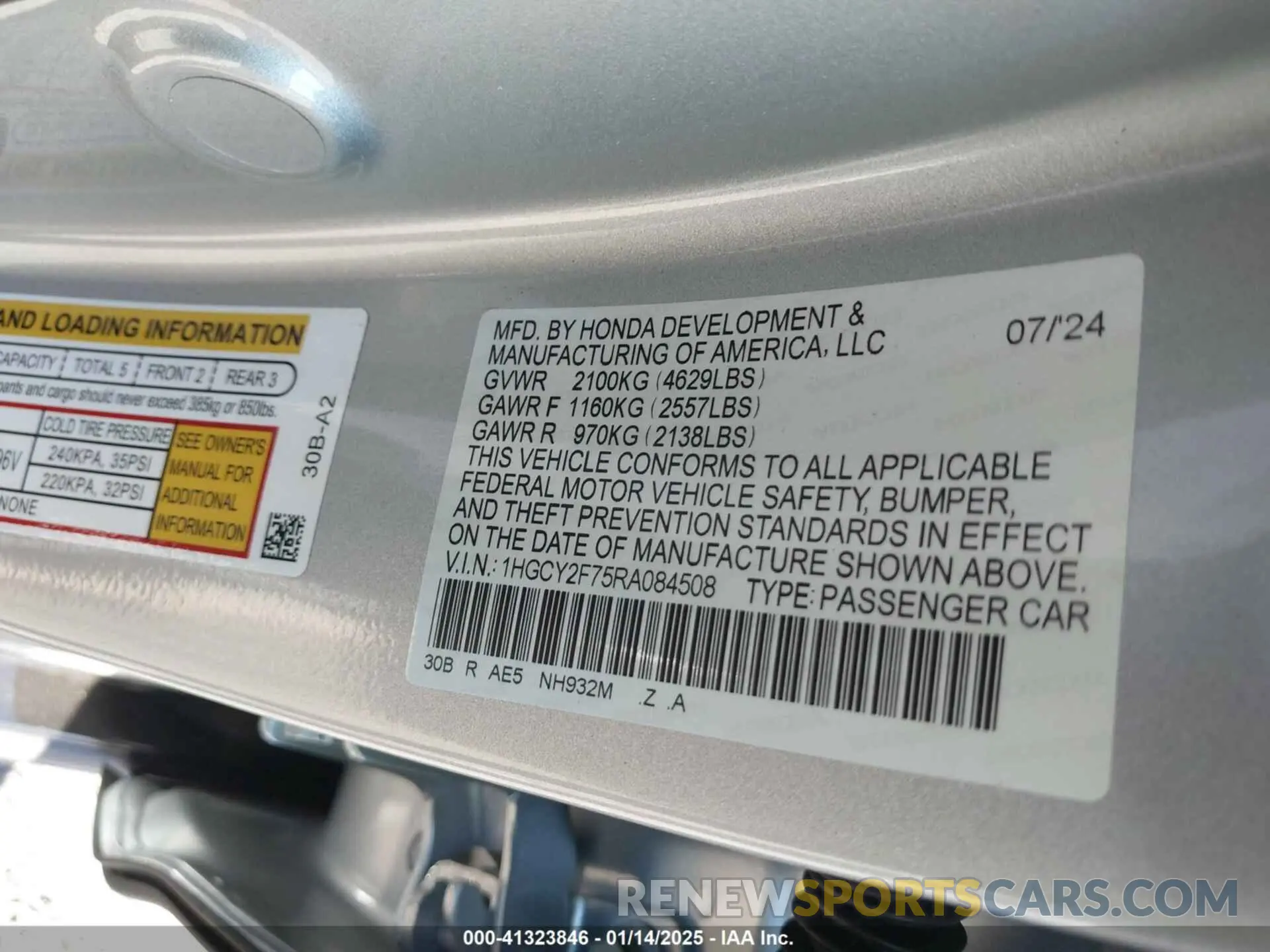 9 Photograph of a damaged car 1HGCY2F75RA084508 HONDA ACCORD 2024
