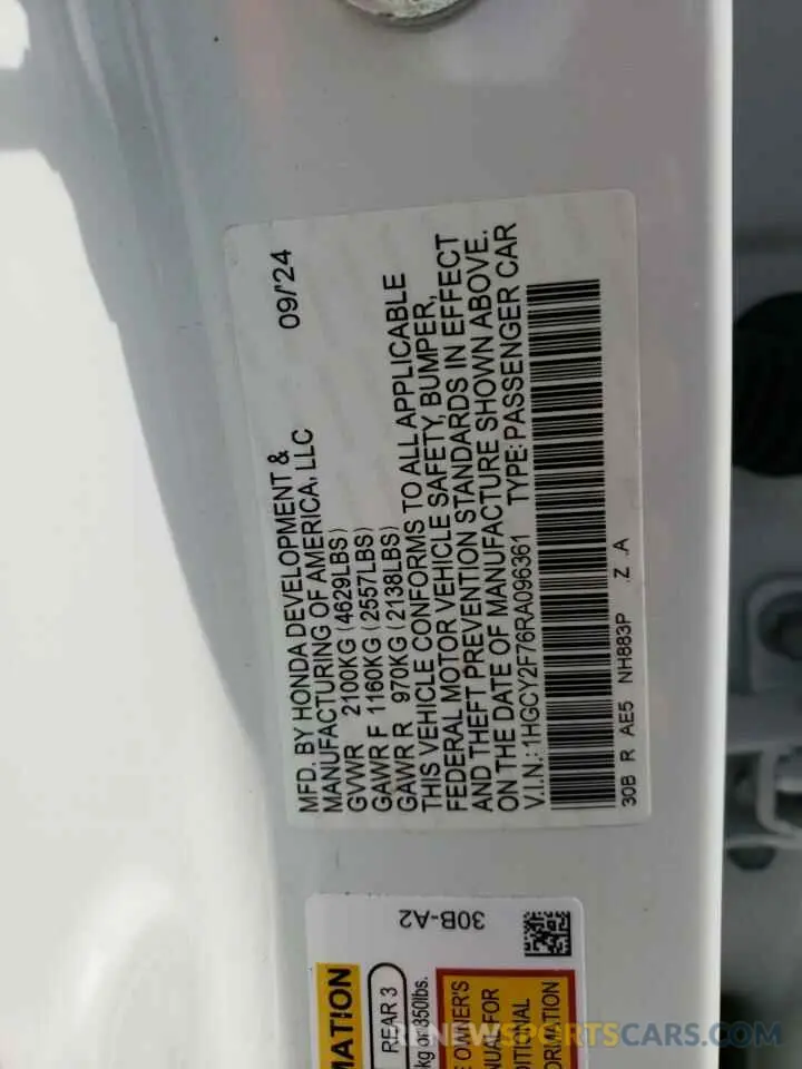 15 Фотография поврежденного автомобиля 1HGCY2F76RA096361 HONDA ACCORD 2024
