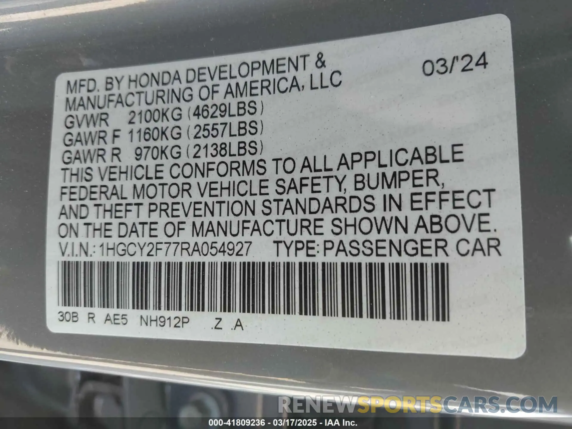 9 Фотография поврежденного автомобиля 1HGCY2F77RA054927 HONDA ACCORD 2024