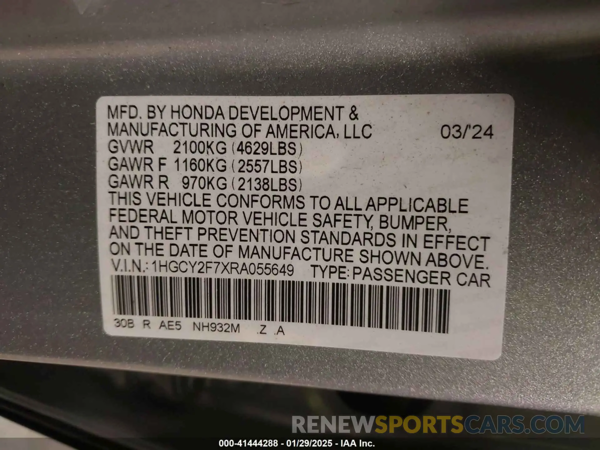 9 Фотография поврежденного автомобиля 1HGCY2F7XRA055649 HONDA ACCORD 2024