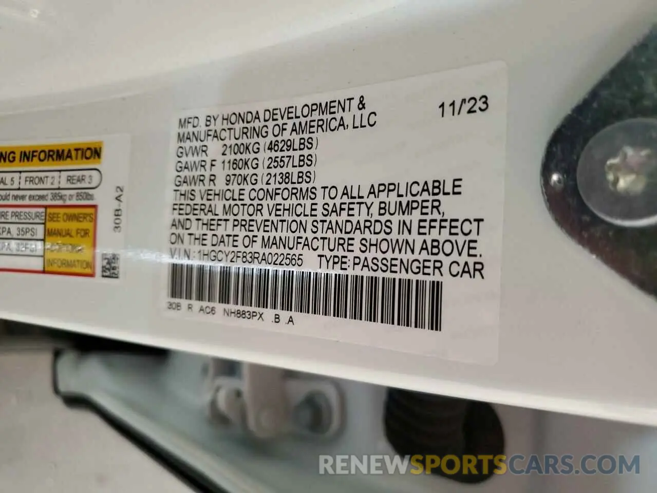 12 Photograph of a damaged car 1HGCY2F83RA022565 HONDA ACCORD 2024