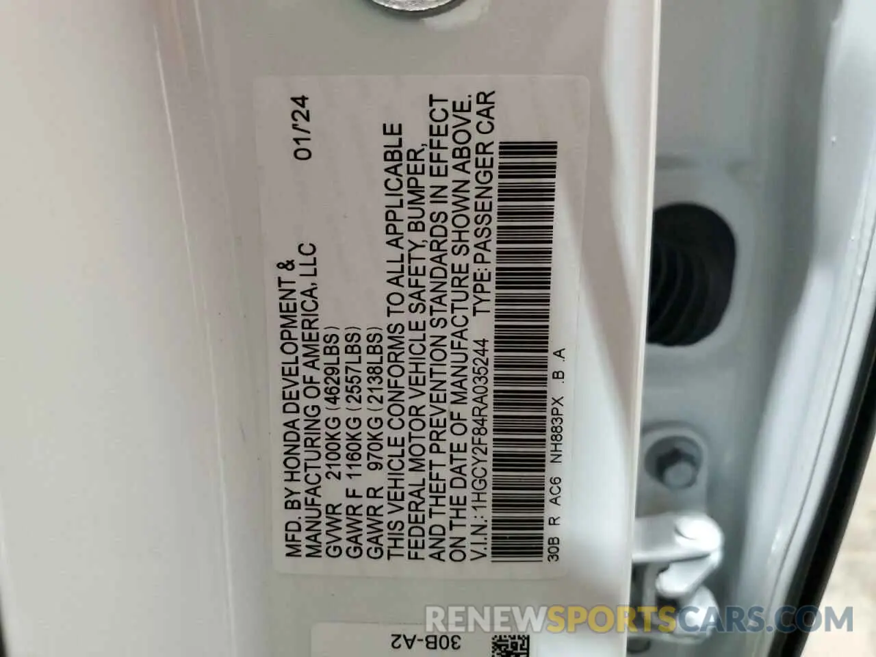12 Фотография поврежденного автомобиля 1HGCY2F84RA035244 HONDA ACCORD 2024