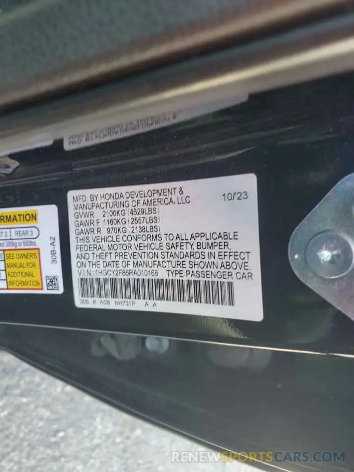 12 Фотография поврежденного автомобиля 1HGCY2F86RA010166 HONDA ACCORD 2024