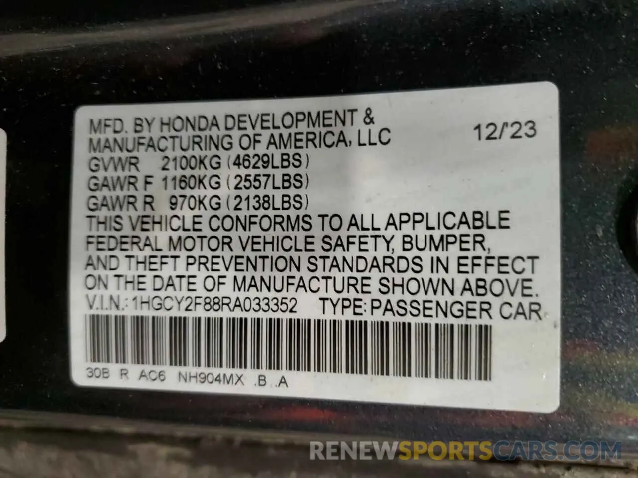 12 Фотография поврежденного автомобиля 1HGCY2F88RA033352 HONDA ACCORD 2024