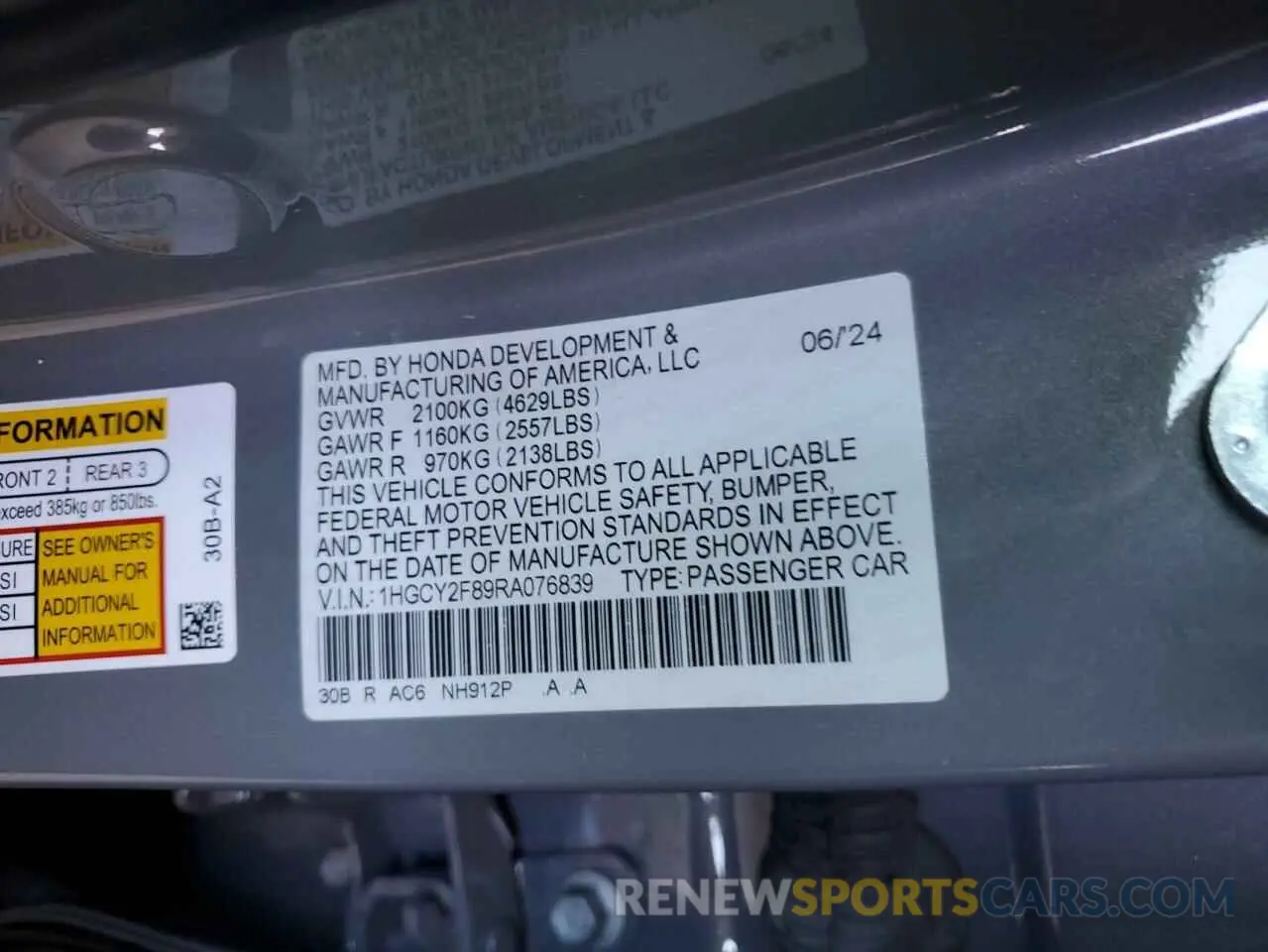 12 Фотография поврежденного автомобиля 1HGCY2F89RA076839 HONDA ACCORD 2024