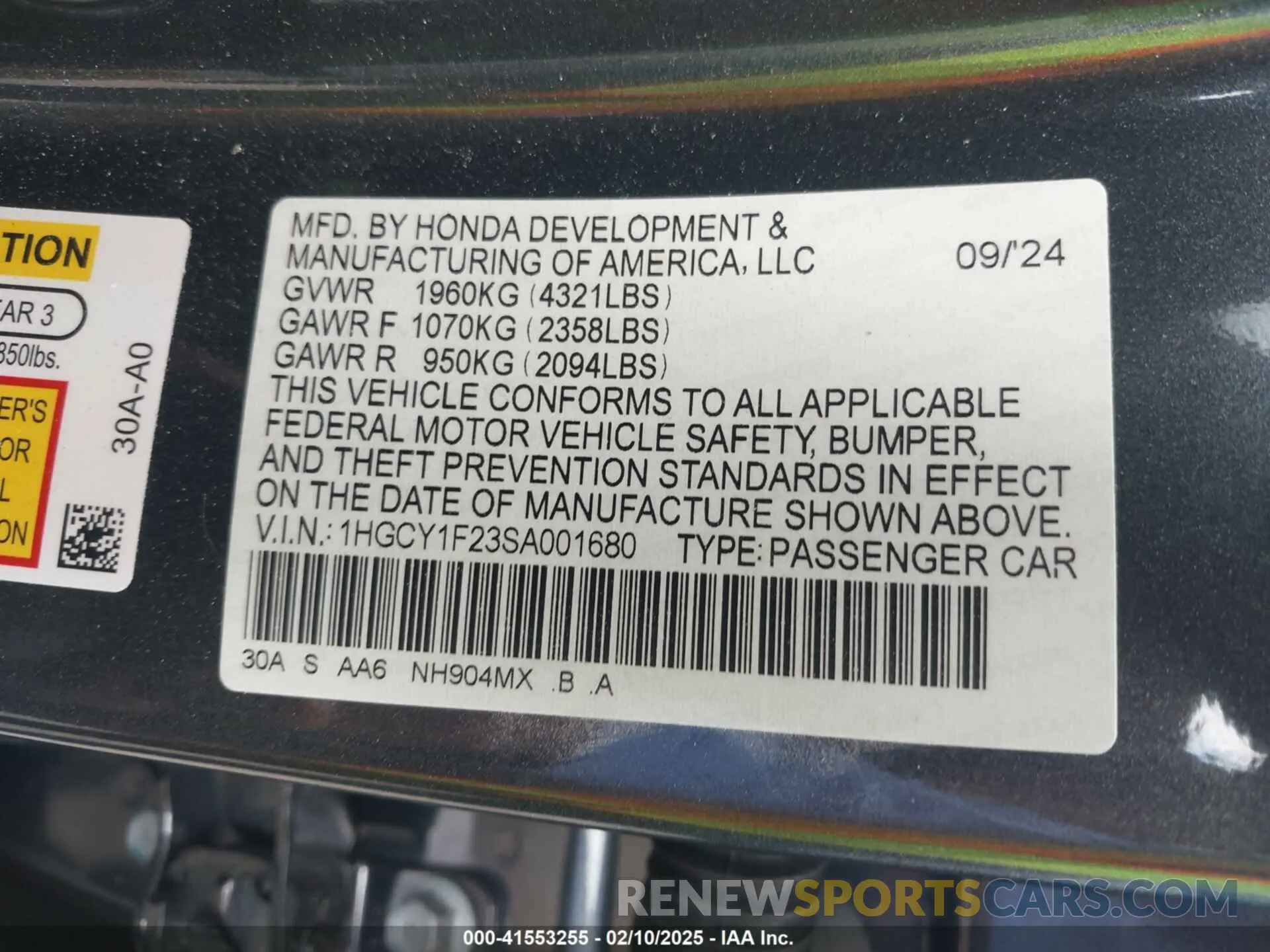 9 Фотография поврежденного автомобиля 1HGCY1F23SA001680 HONDA ACCORD 2025