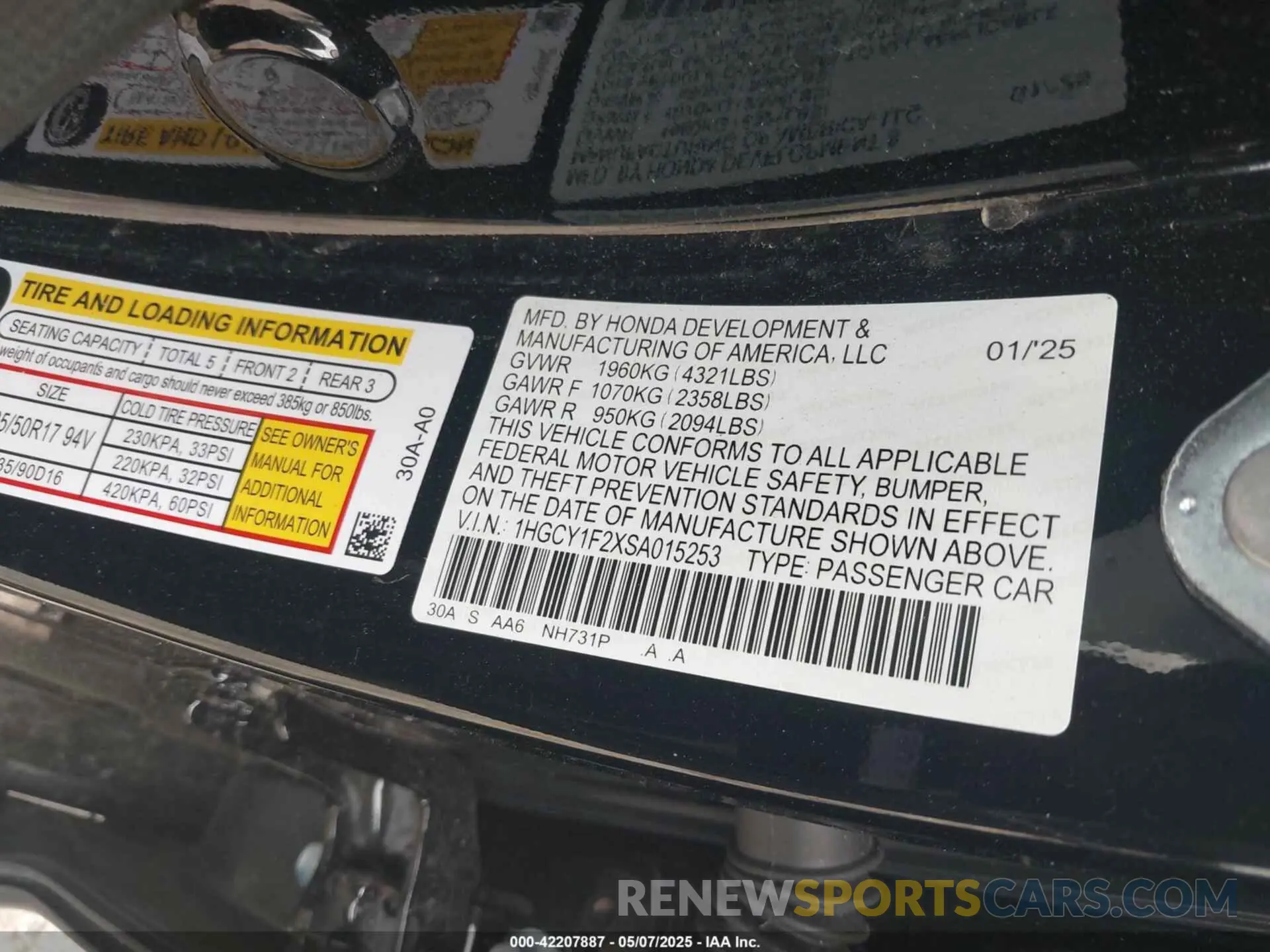 9 Фотография поврежденного автомобиля 1HGCY1F2XSA015253 HONDA ACCORD 2025